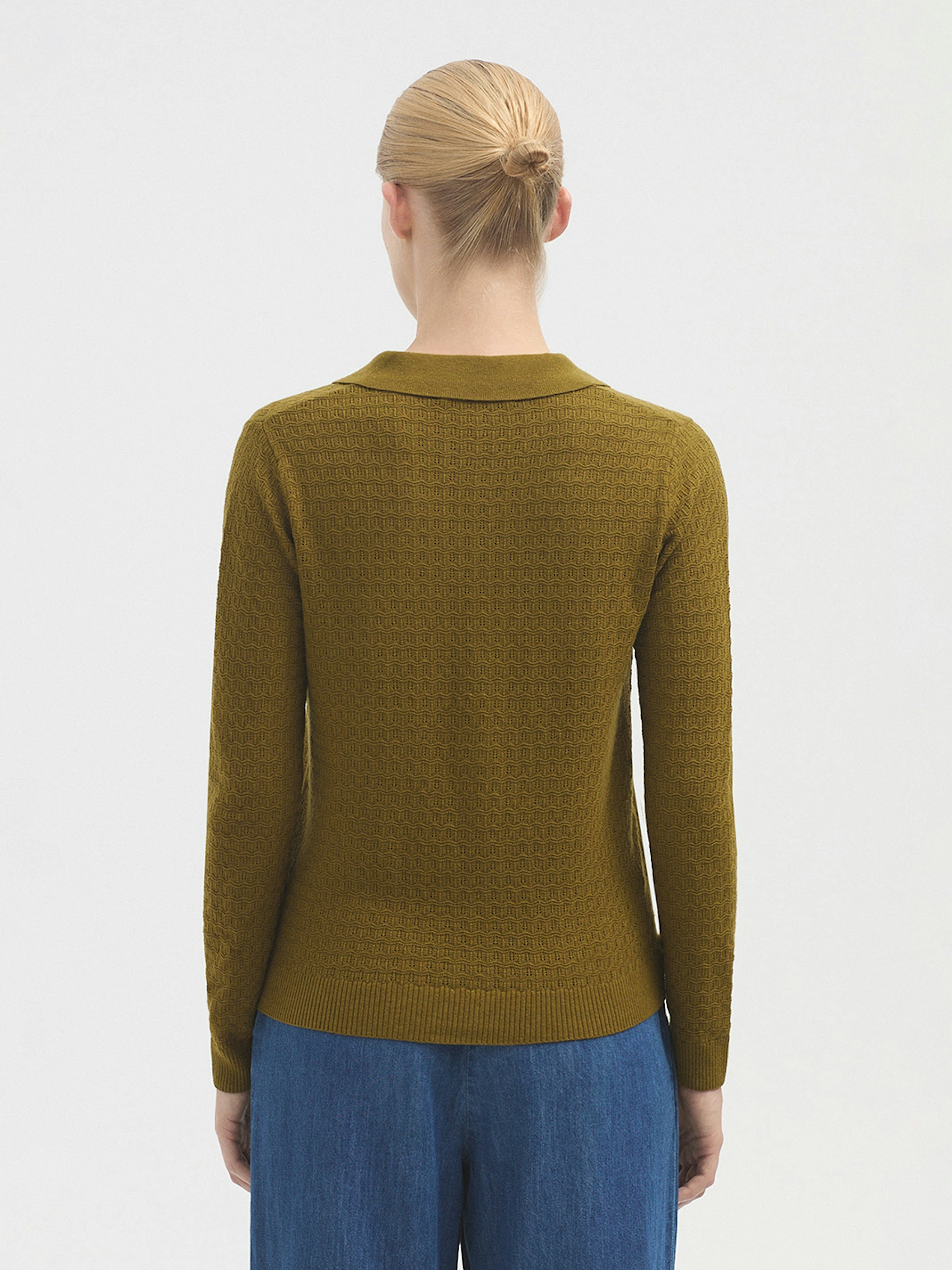 Openwork polo collar cardigan
