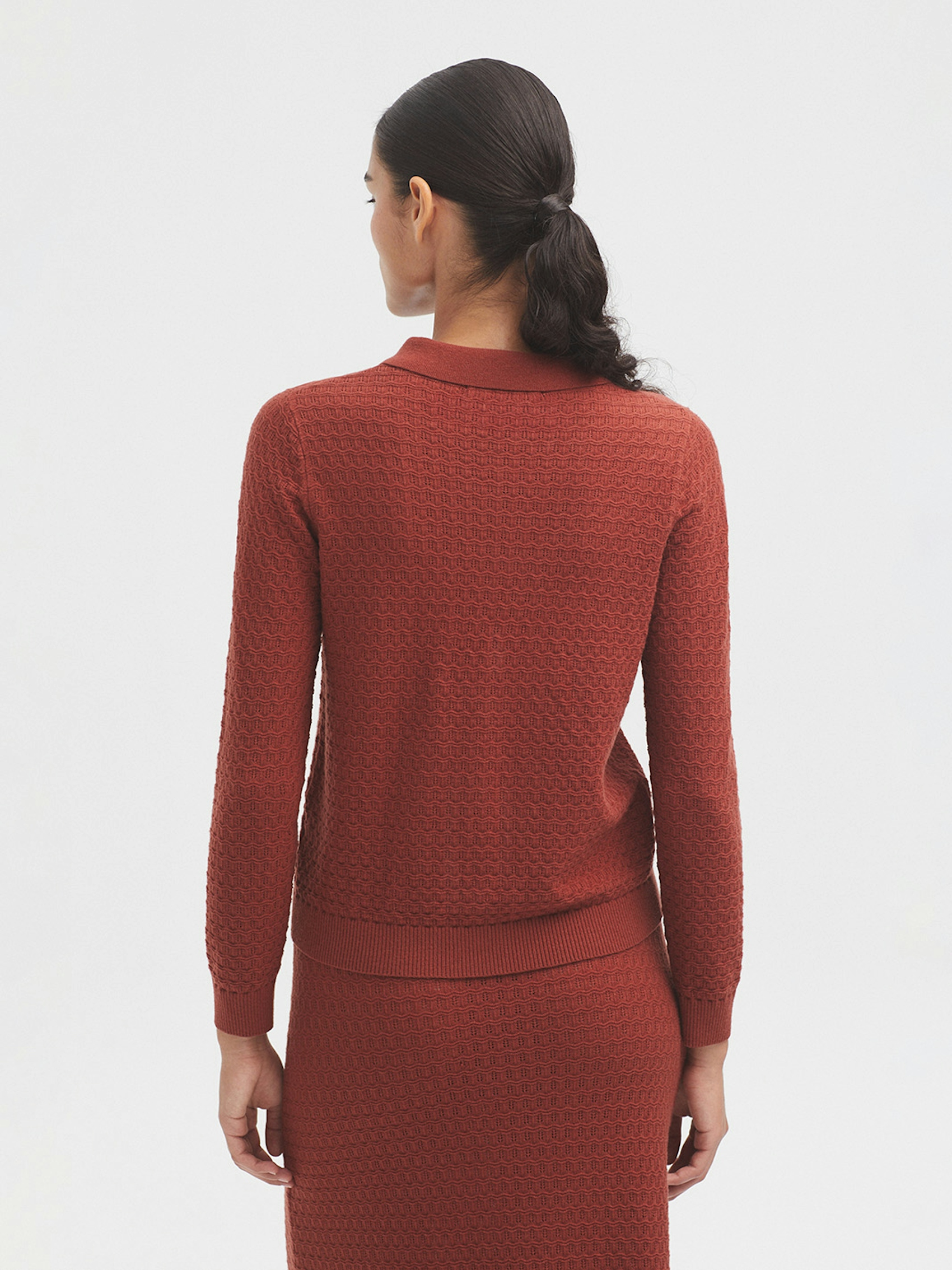 Openwork polo collar cardigan