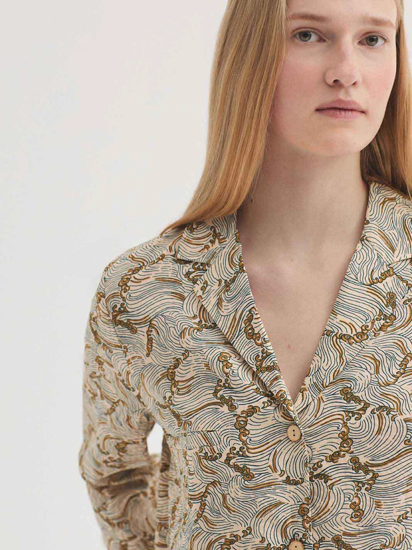 Chaqueta con solapa y estampado Aegean Sea