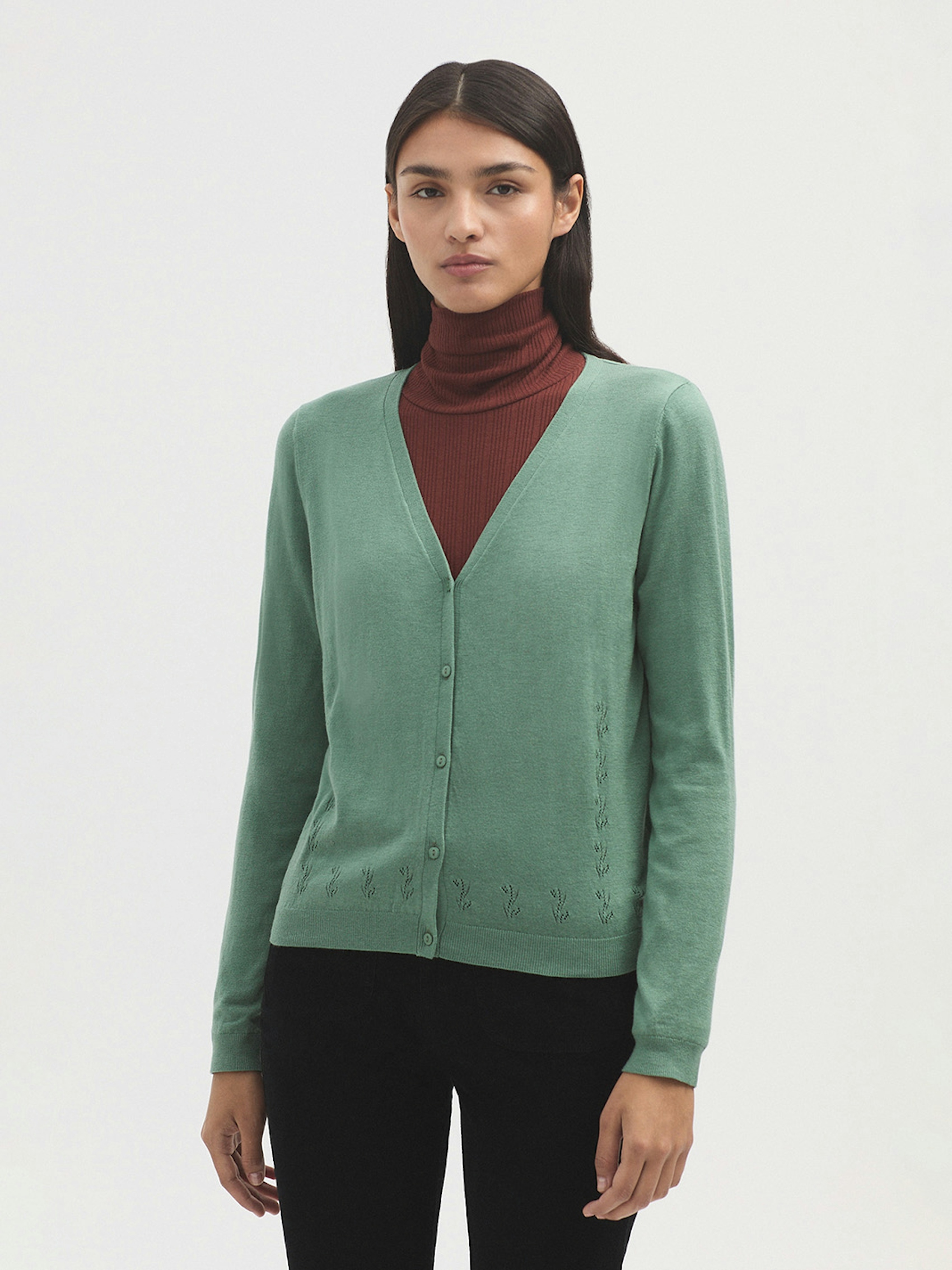 Openwork V neck cardigan
