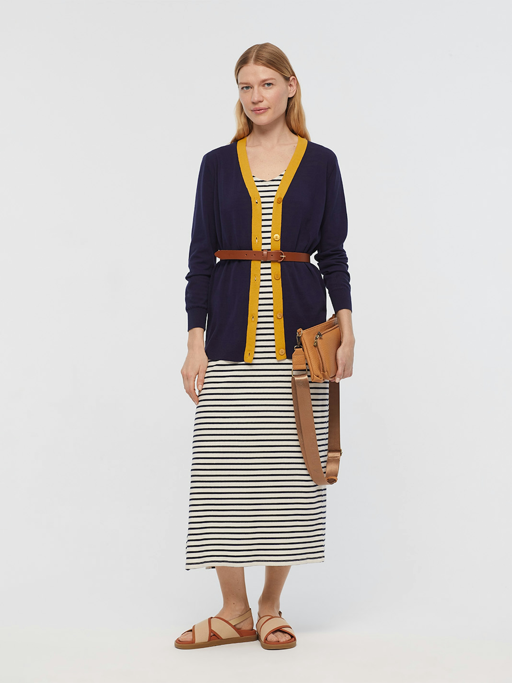 Veste à col en V contrasté