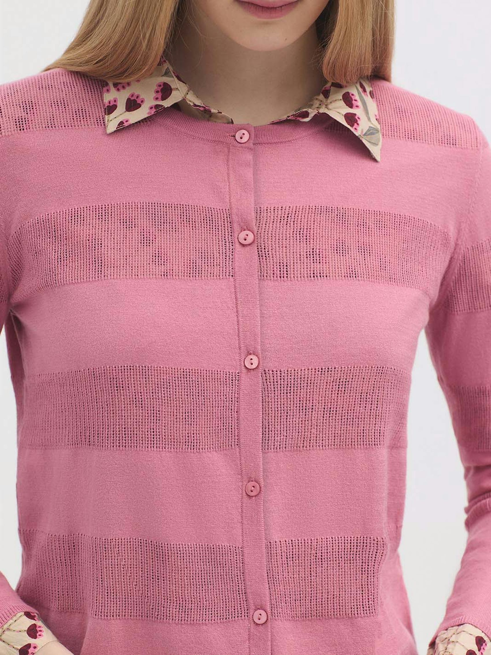 Mixed knit detail cardigan