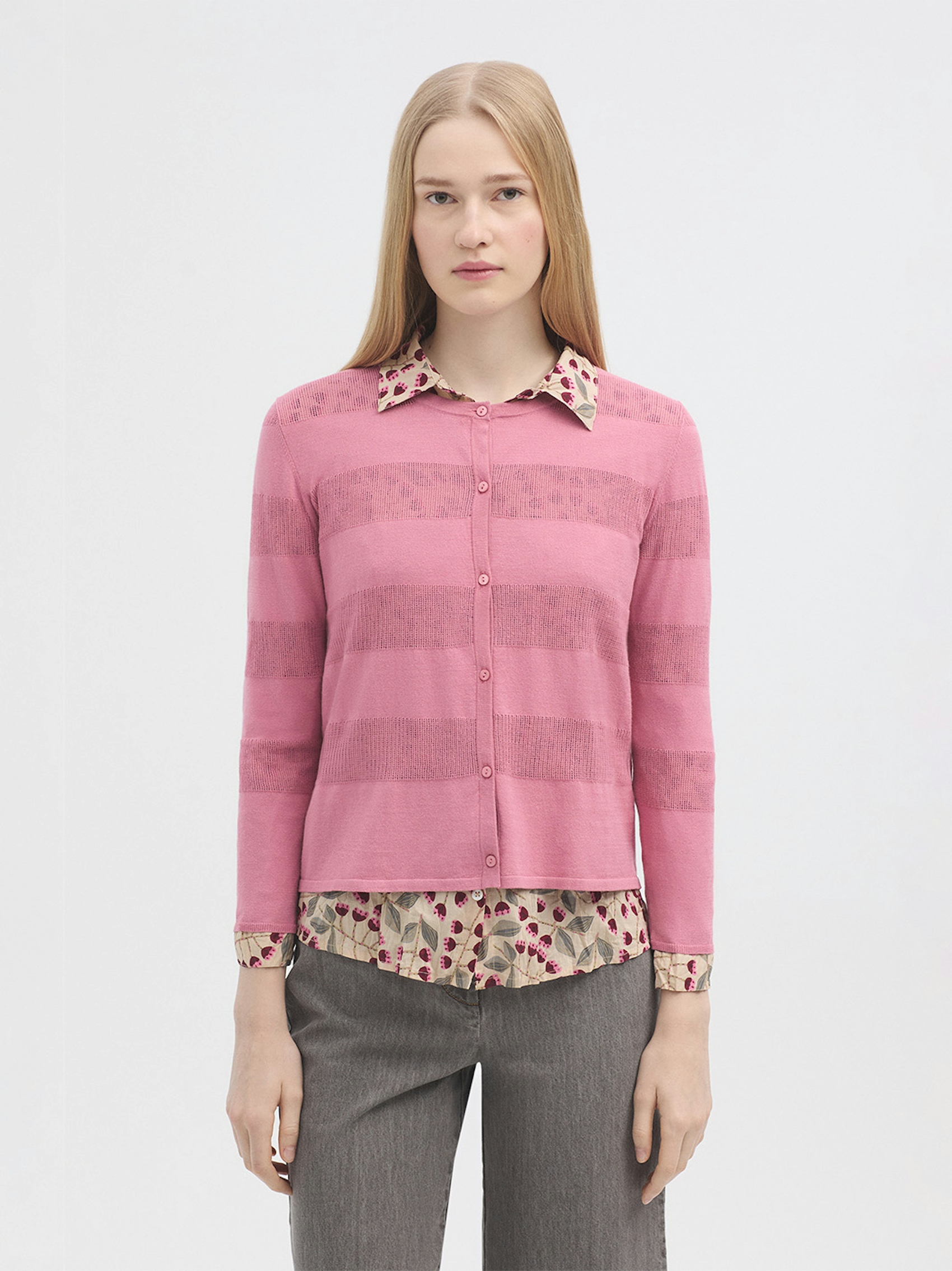 Mixed knit detail cardigan