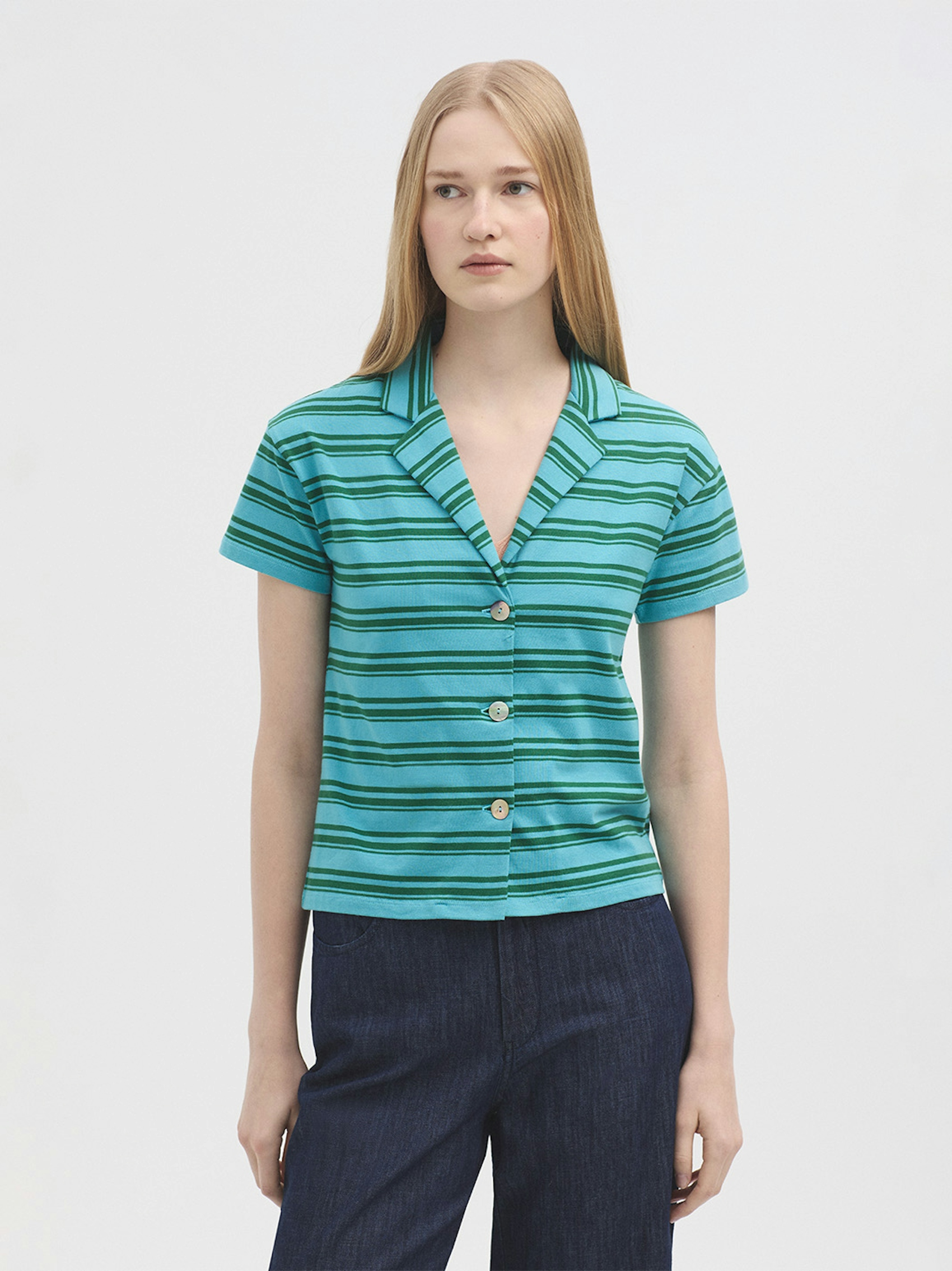 Striped short sleeve jacket