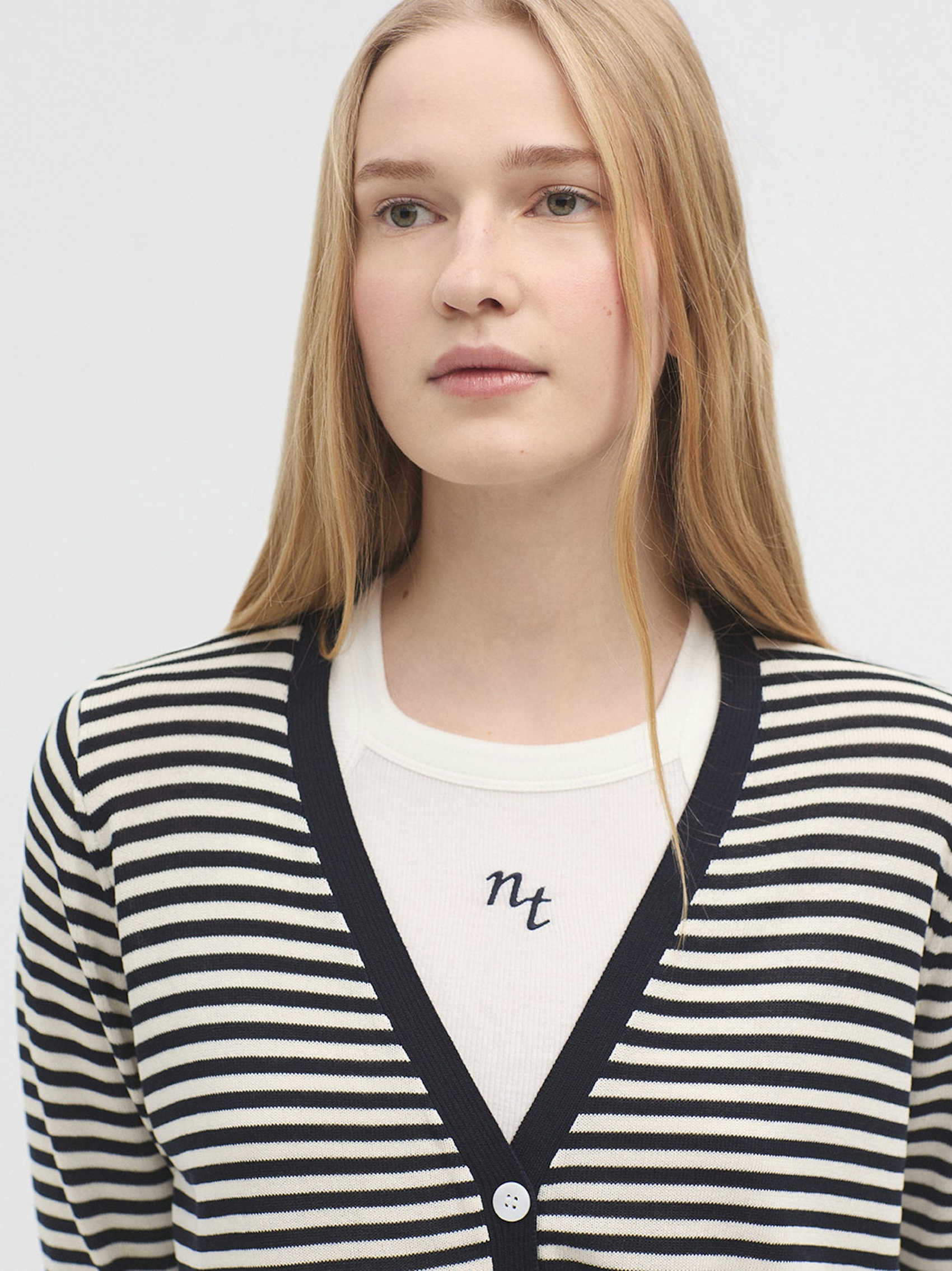 Striped viscose cardigan