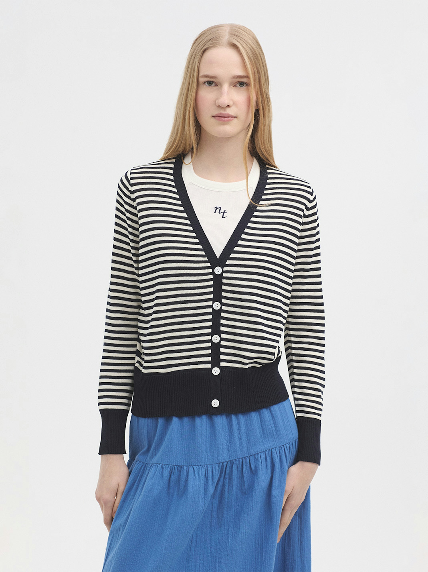 Striped viscose cardigan