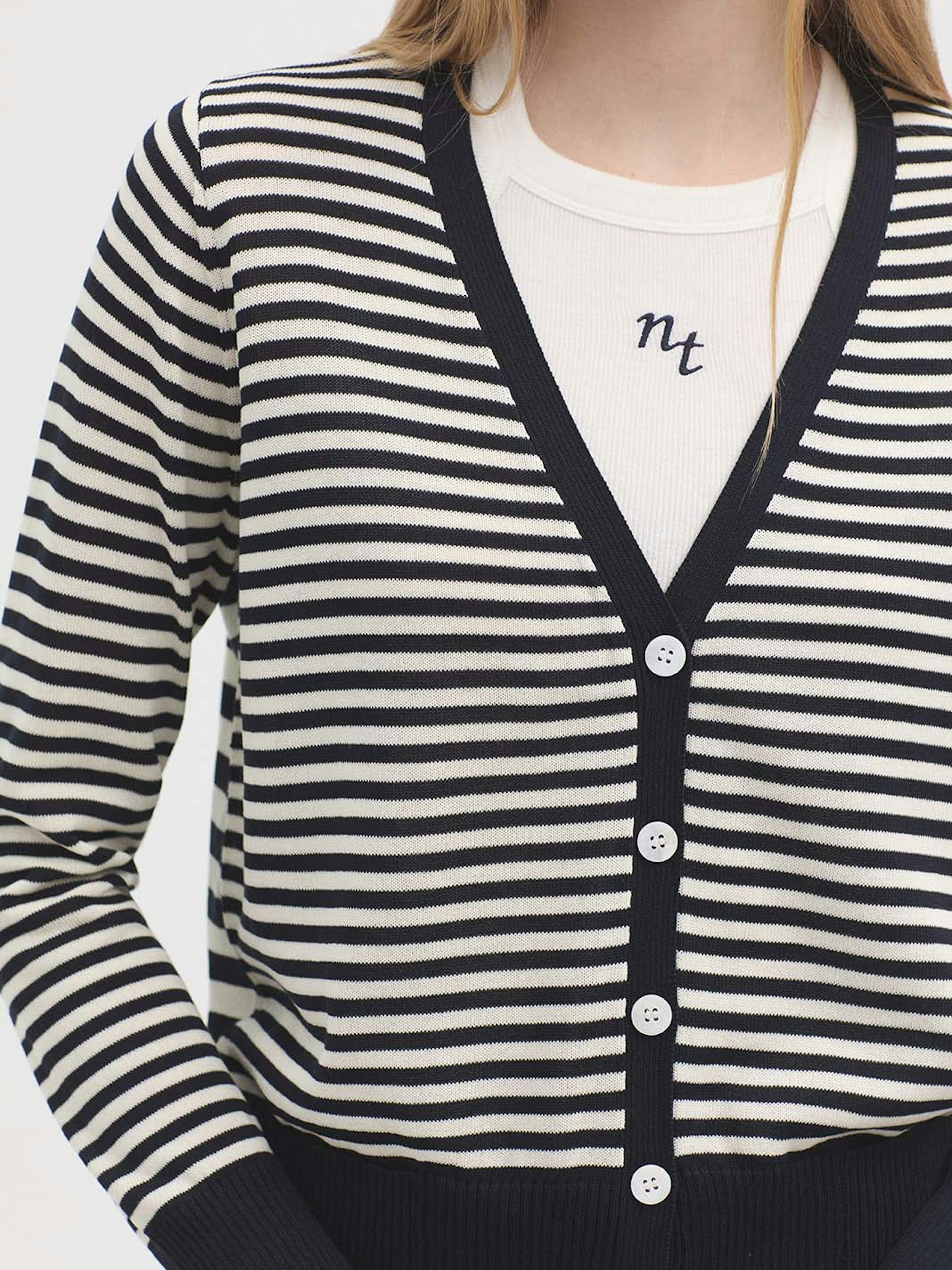 Striped viscose cardigan