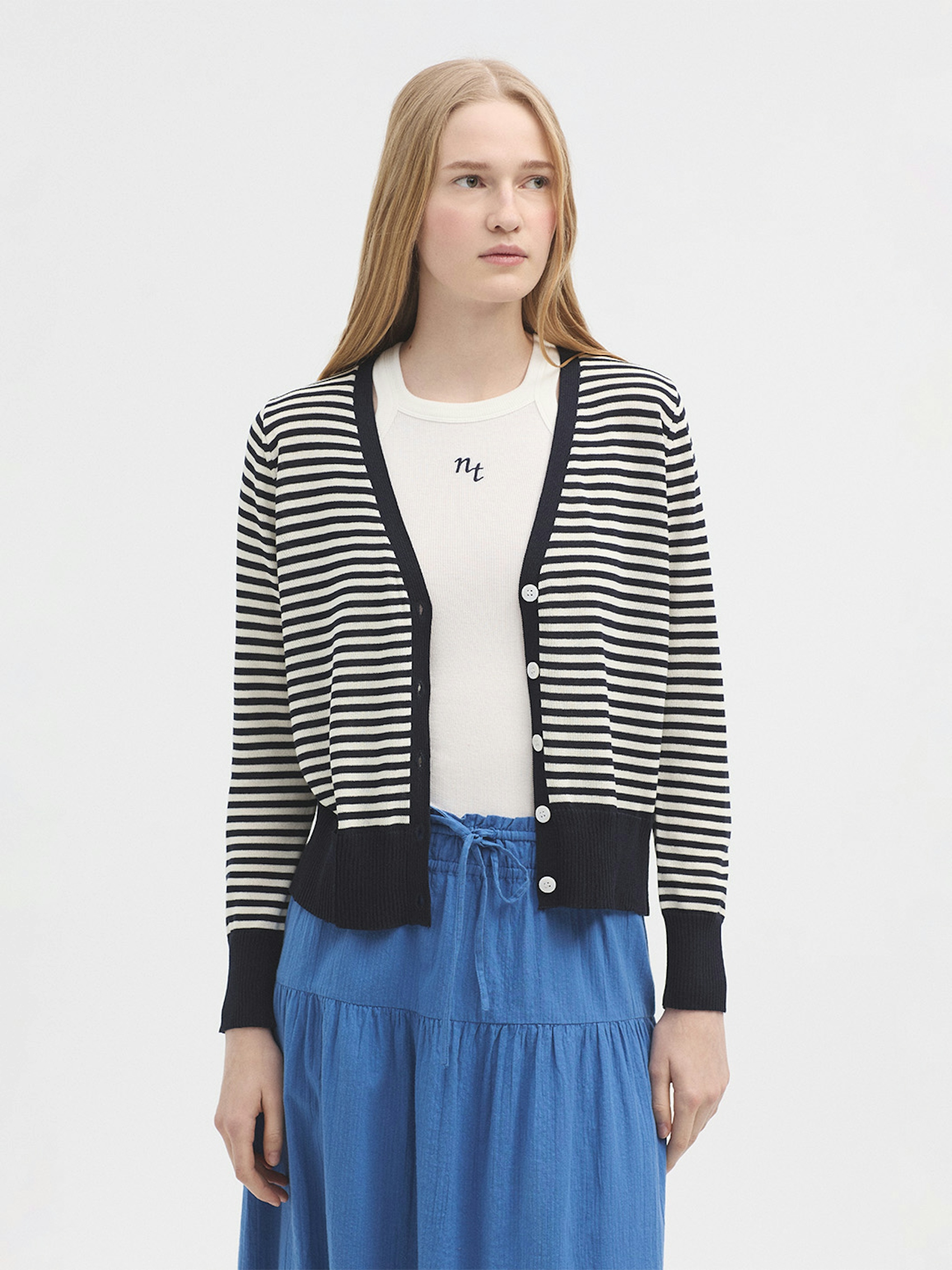 Striped viscose cardigan