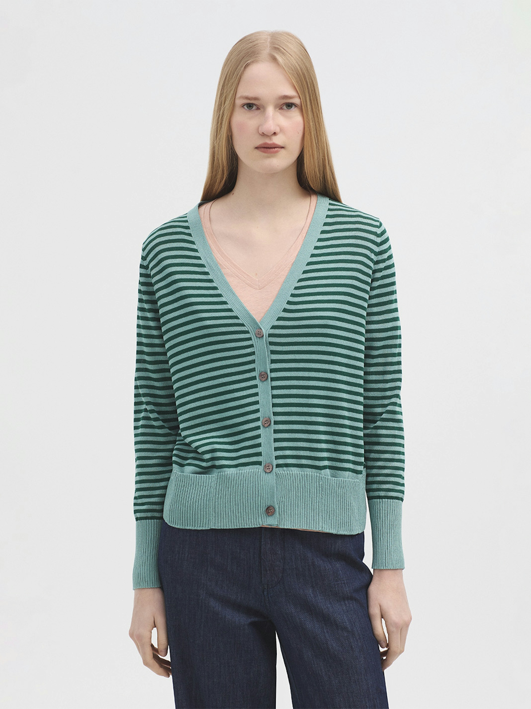 Striped viscose cardigan
