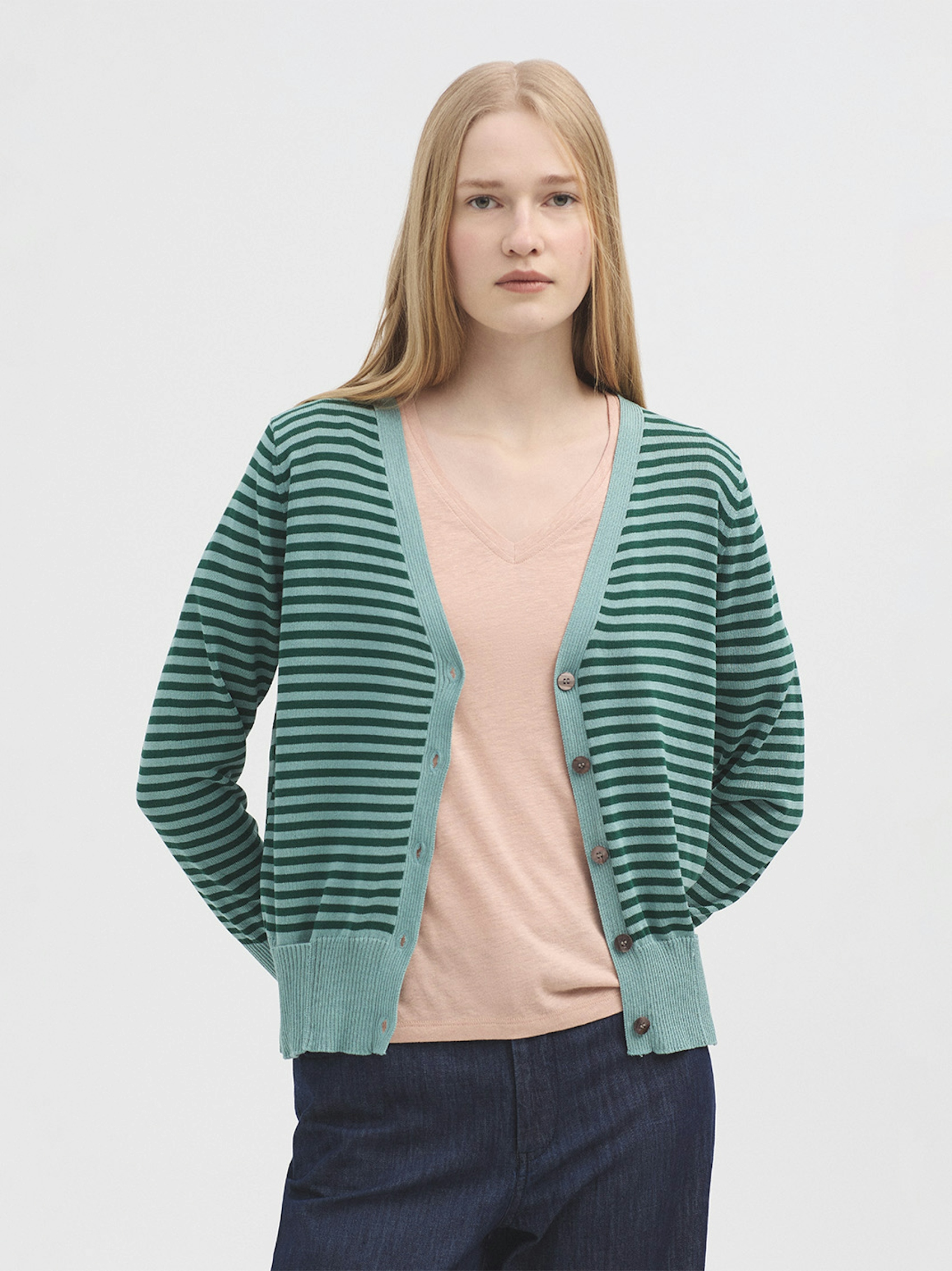 Striped viscose cardigan