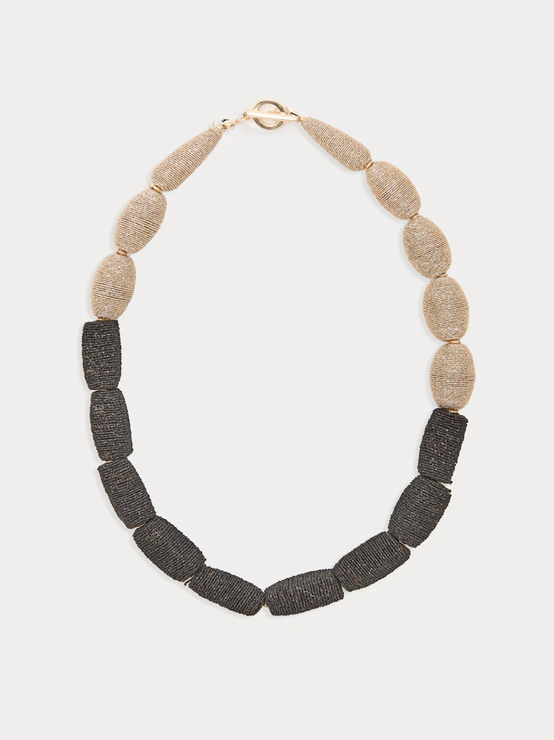 Two-tone lurex bead necklace