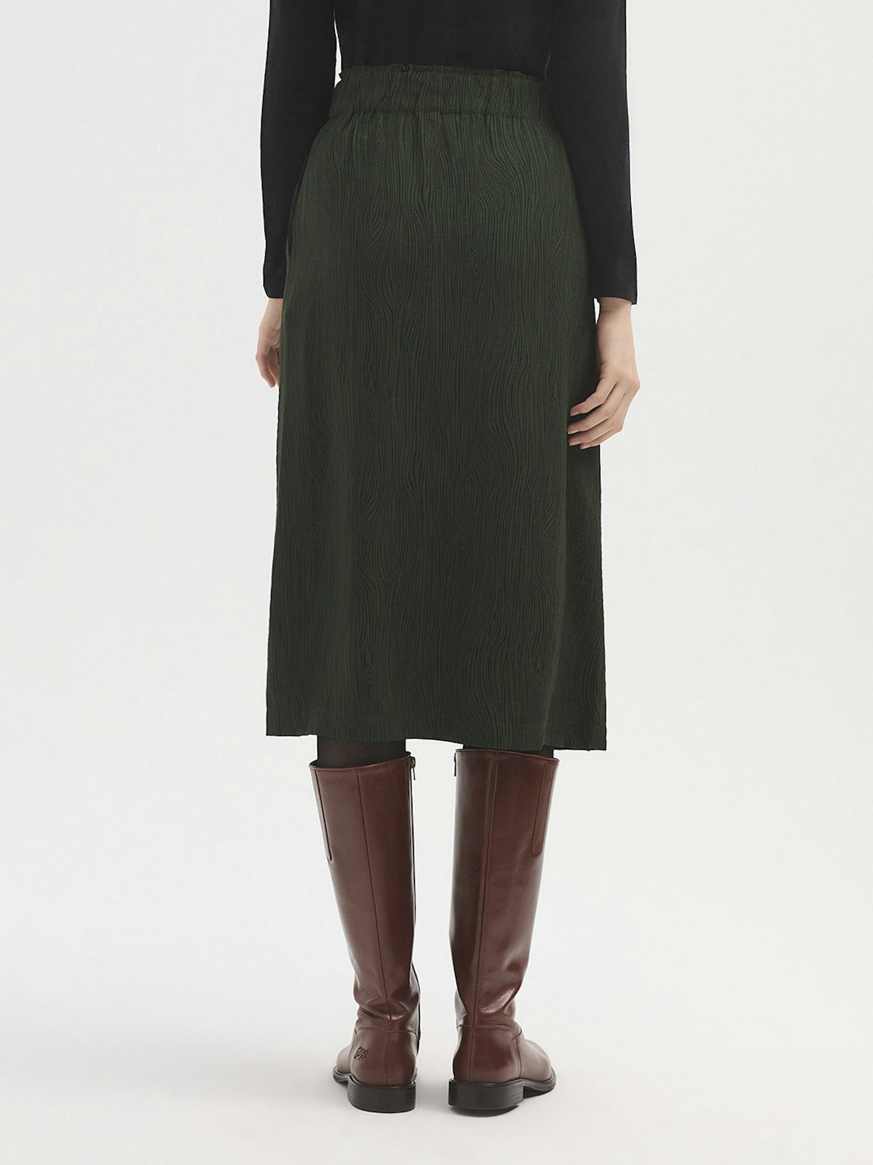 Woodgrain viscose midi skirt