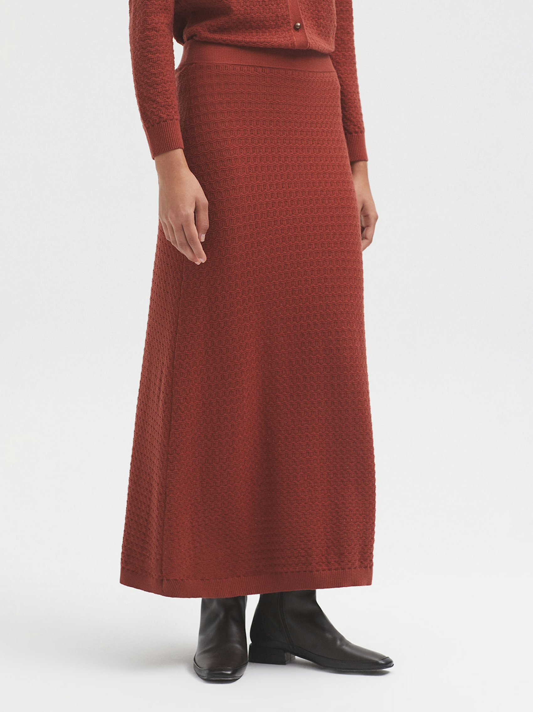Openwork midi skirt