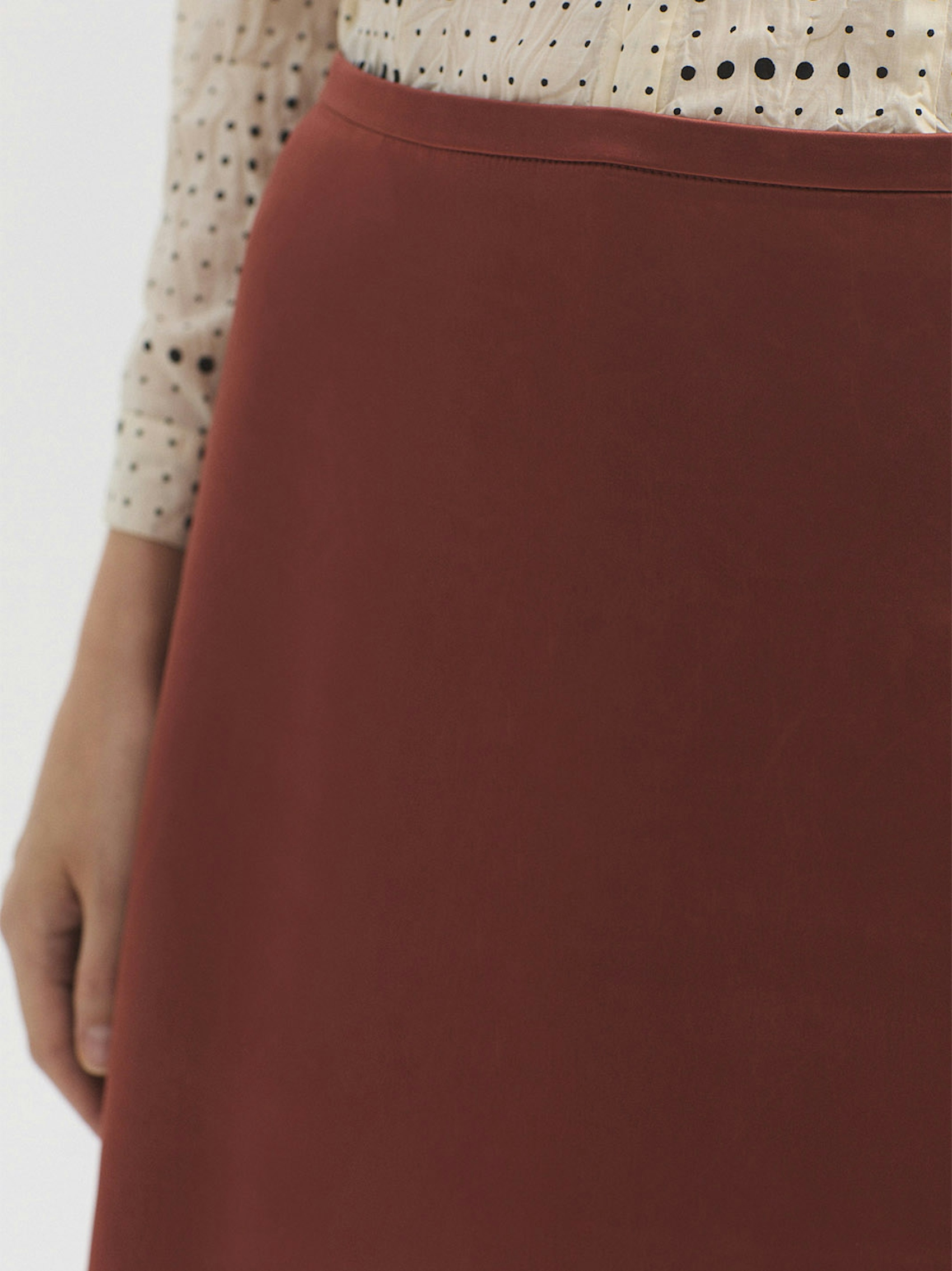 Satin flared midi skirt
