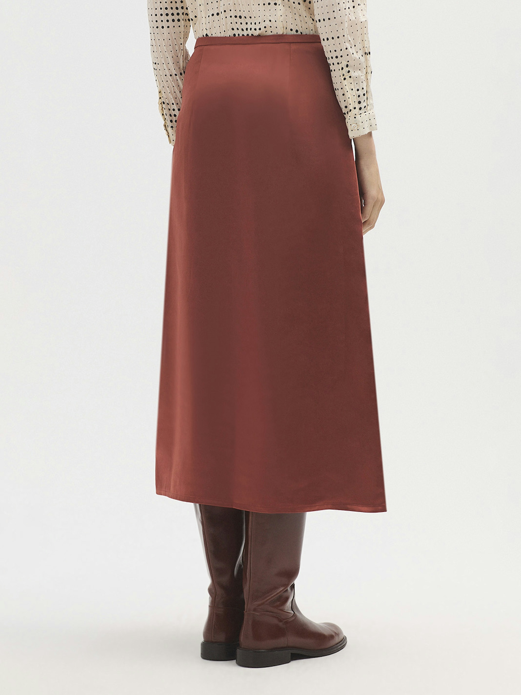 Satin flared midi skirt