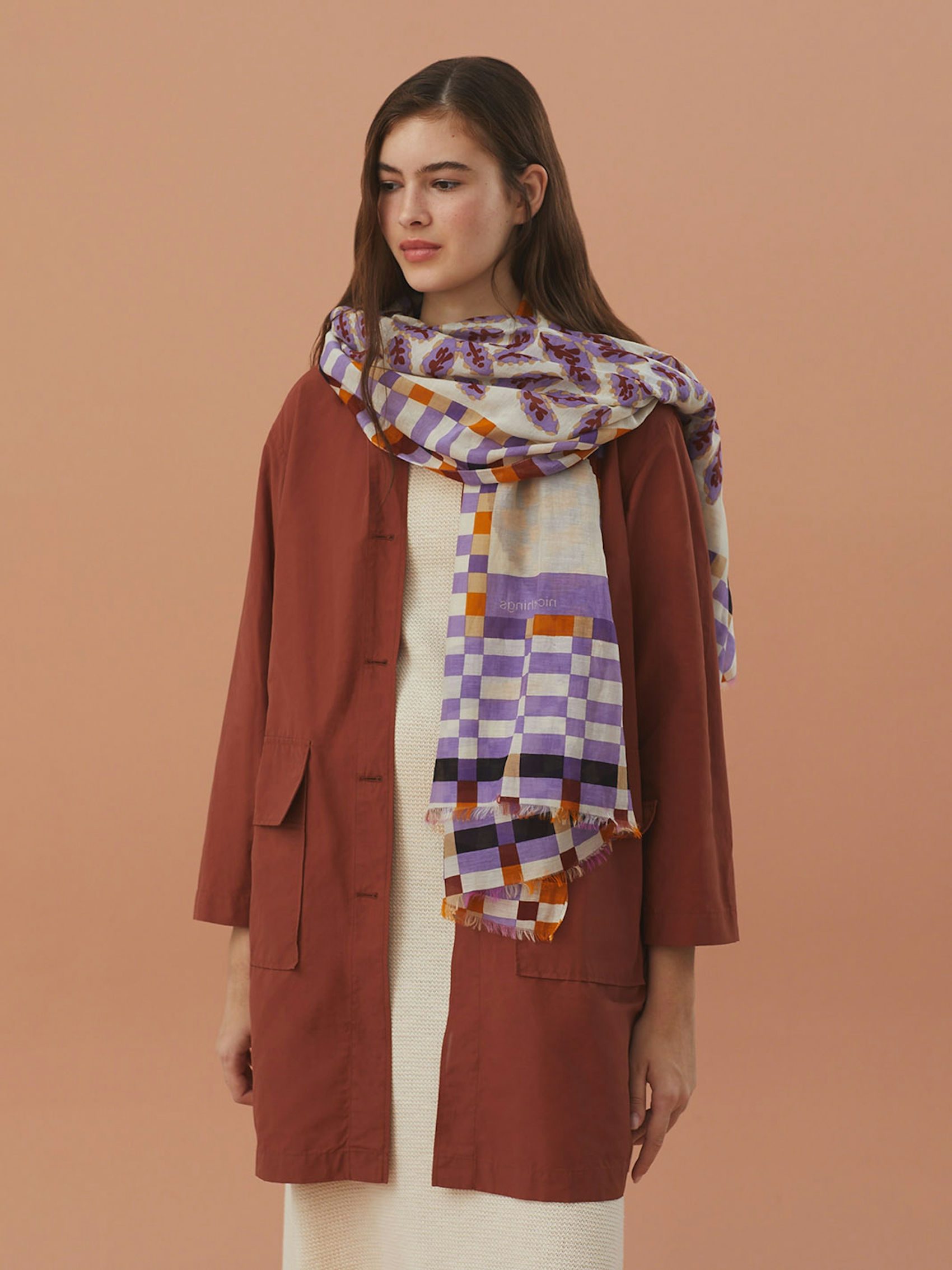 Leaves & Checked foulard
