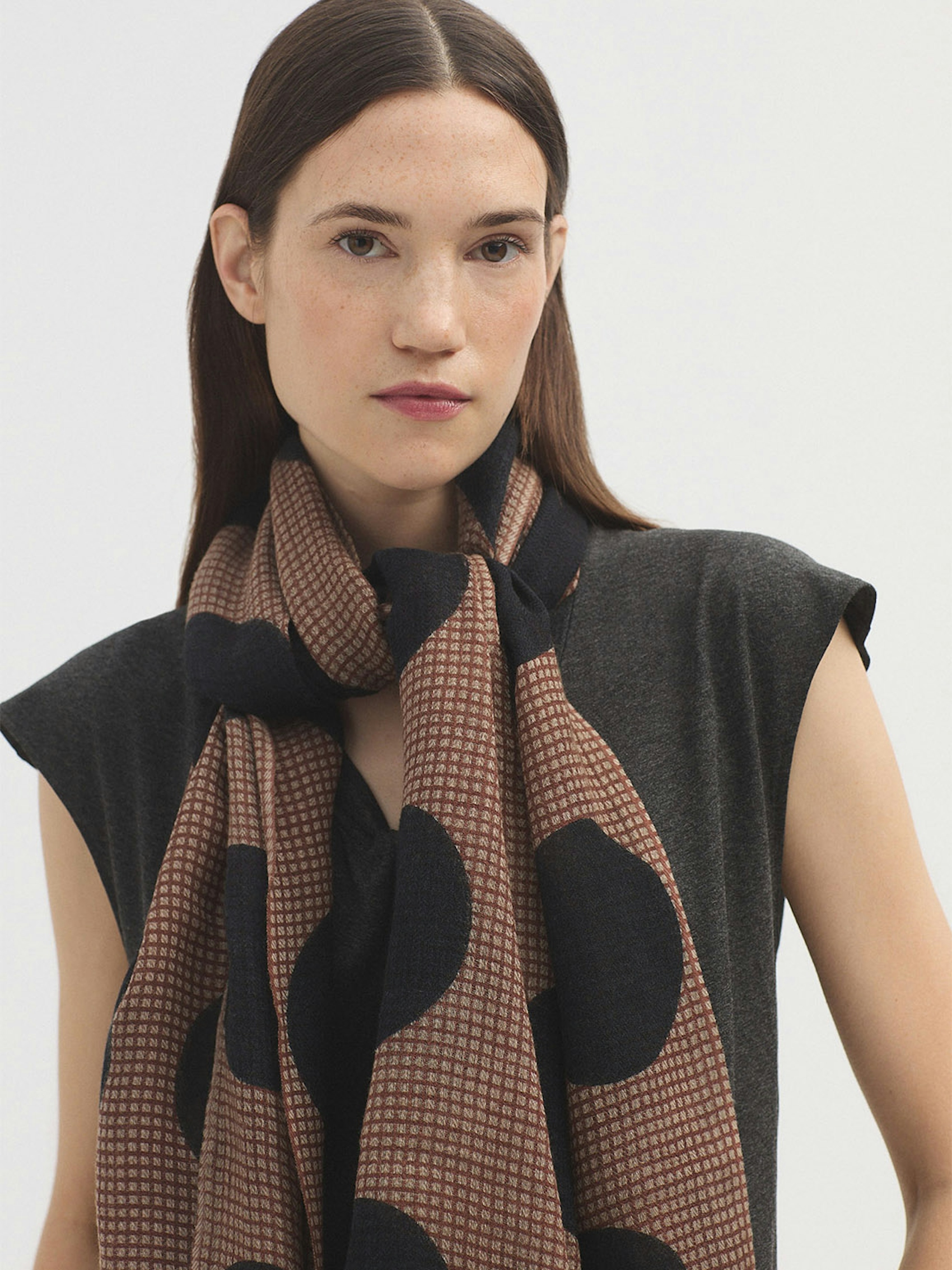 Polka dot checked foulard