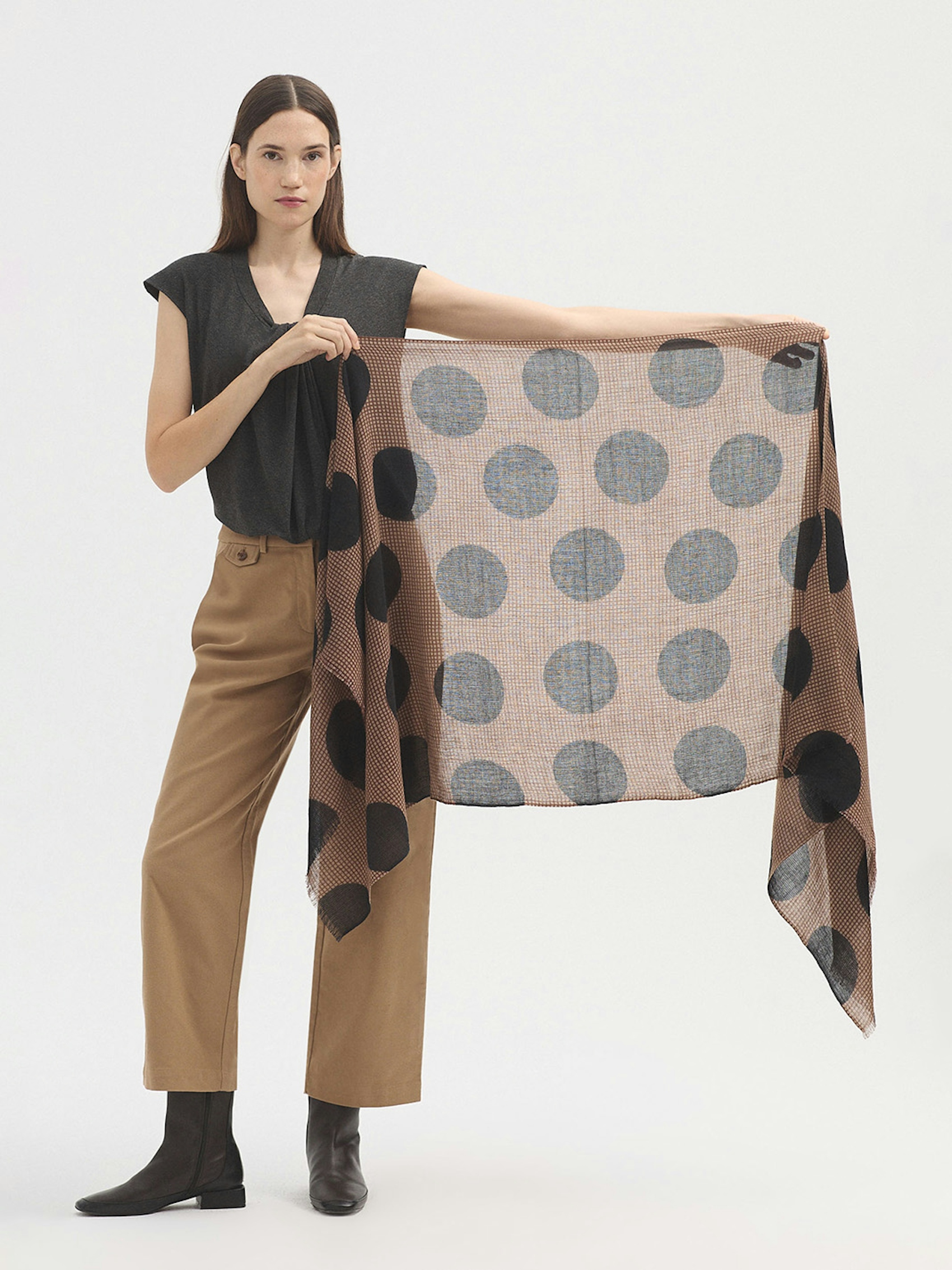 Polka dot checked foulard