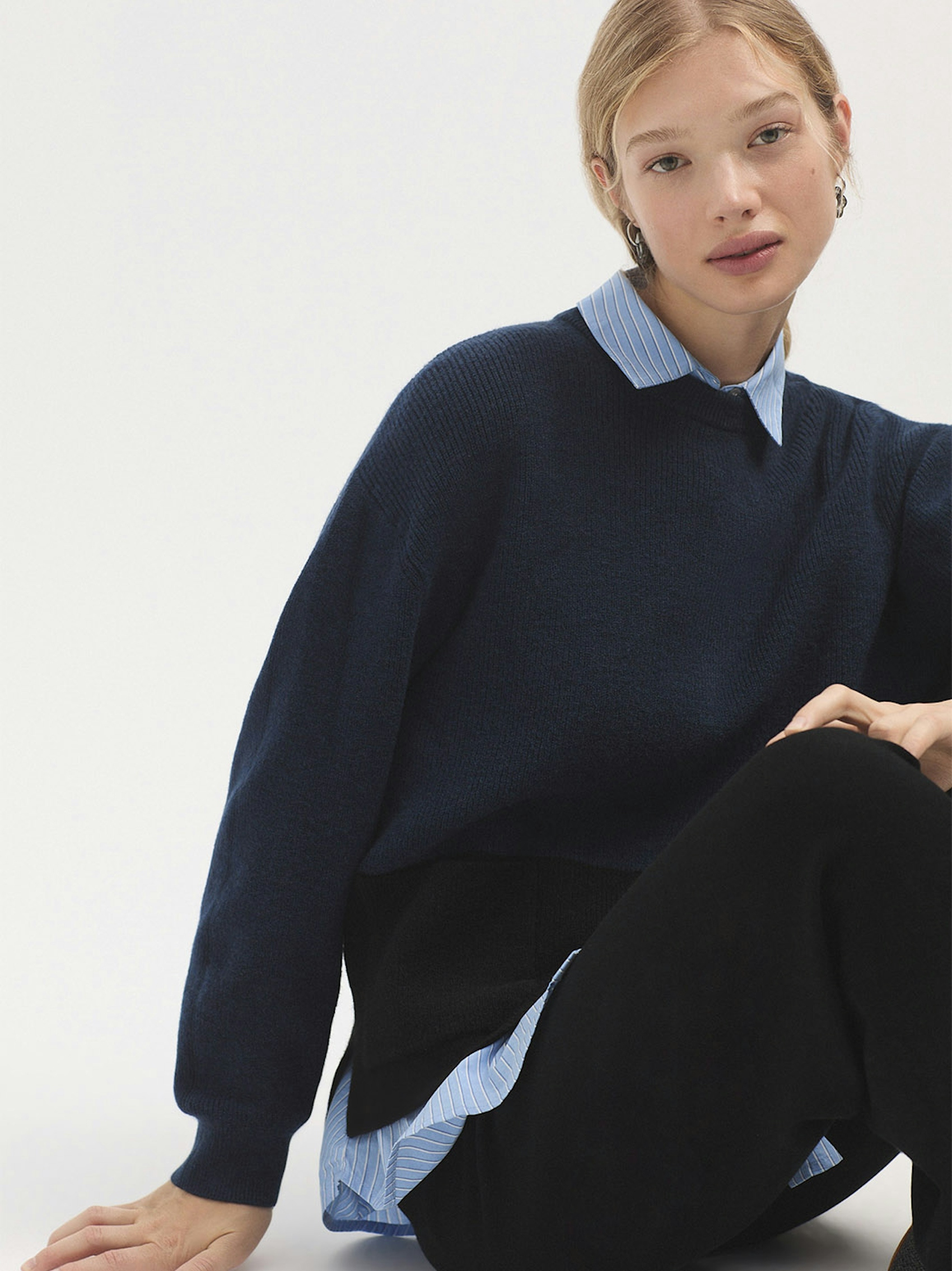 Two tone drop sleeve jumper