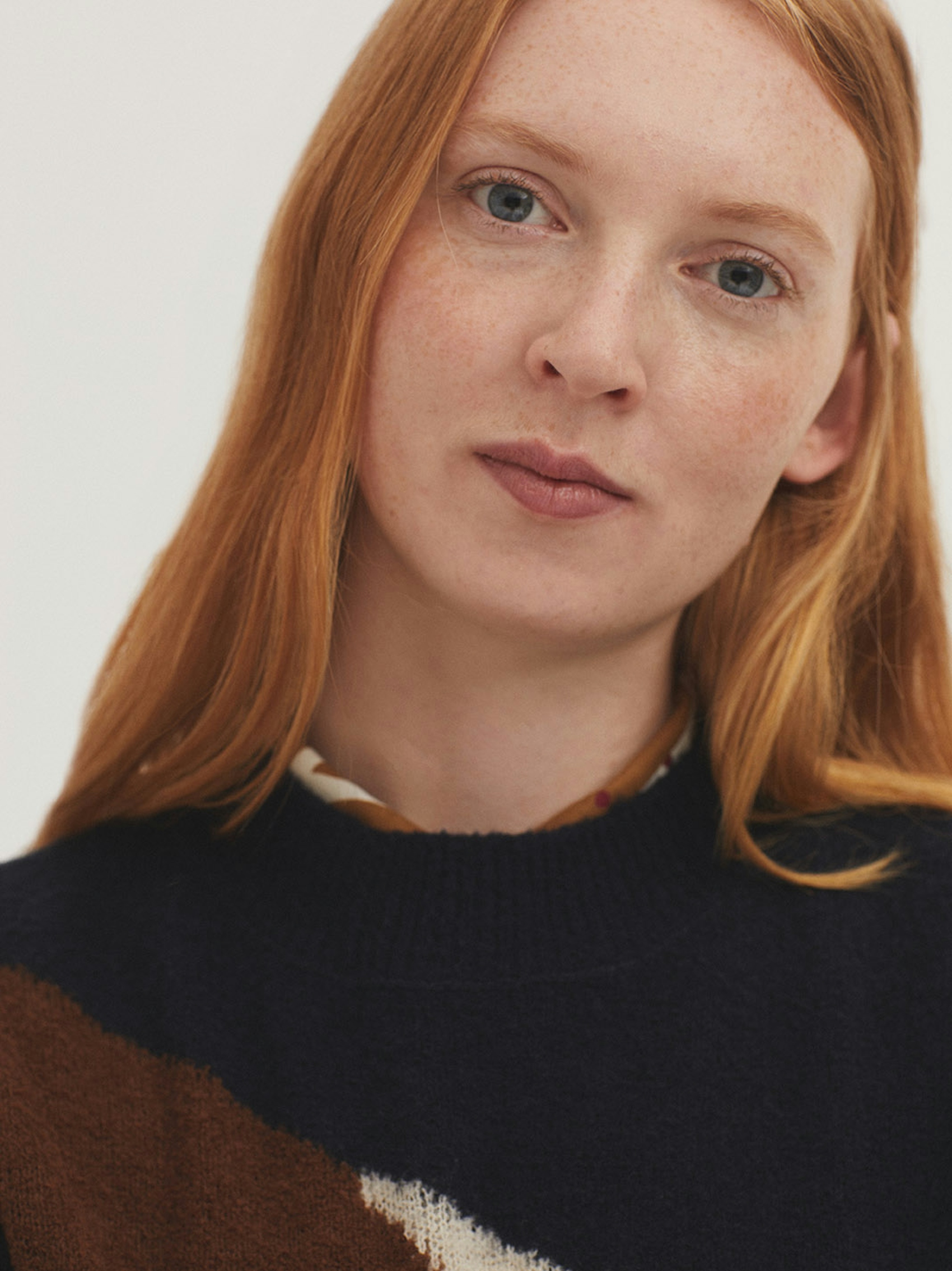 Two-tone bouclé wool jumper