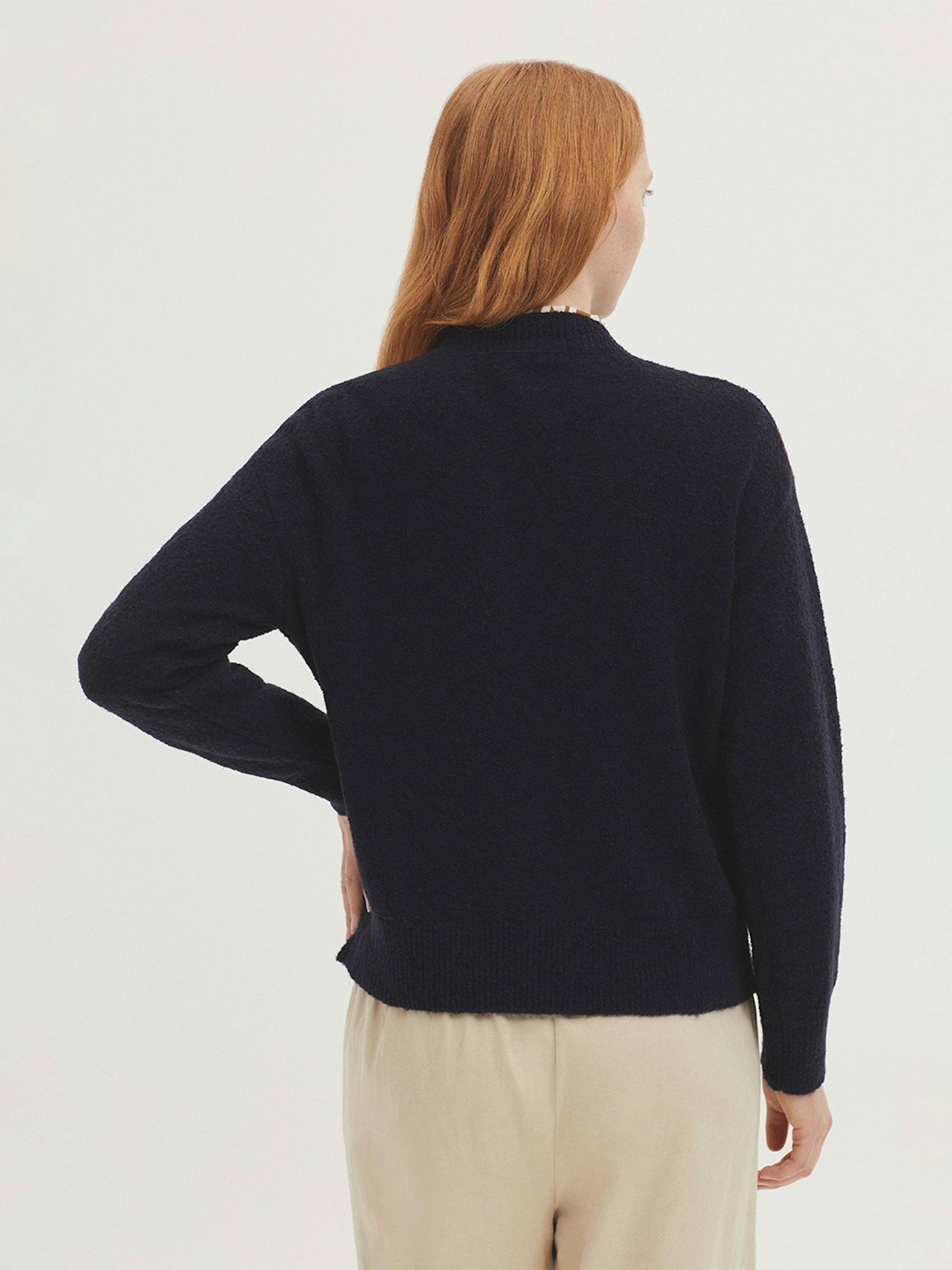 Two-tone bouclé wool jumper