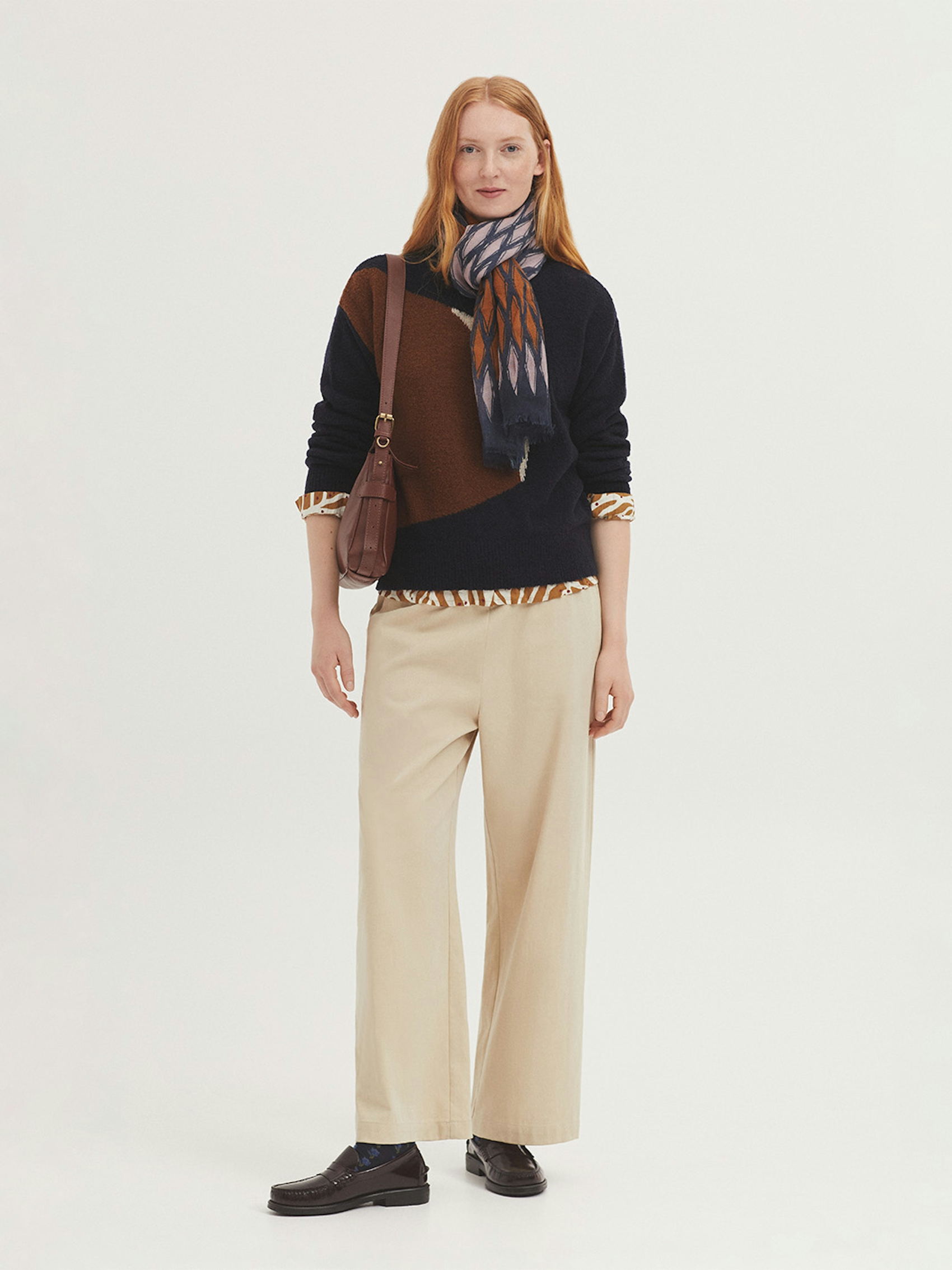 Two-tone bouclé wool jumper