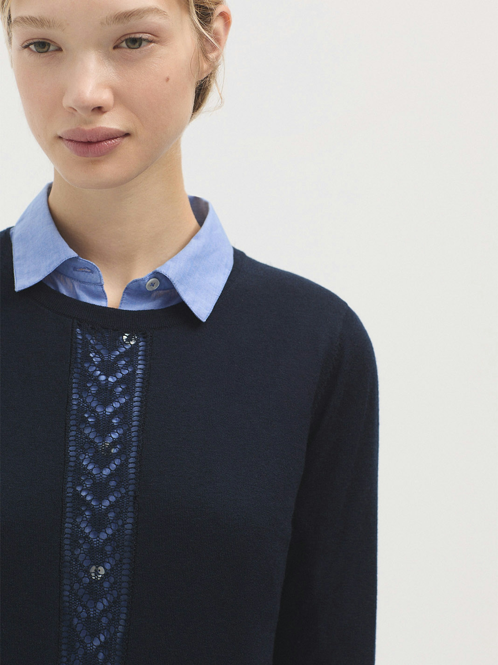 Openwork merino wool jumper