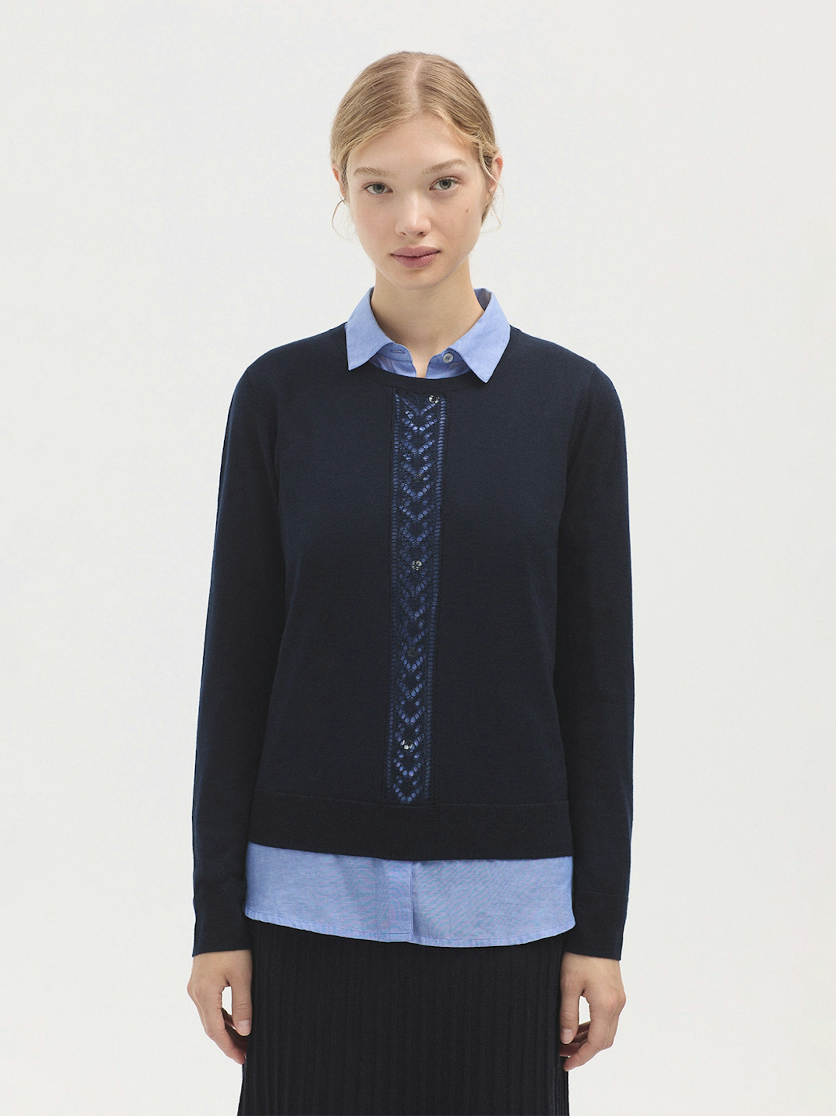 Openwork merino wool jumper