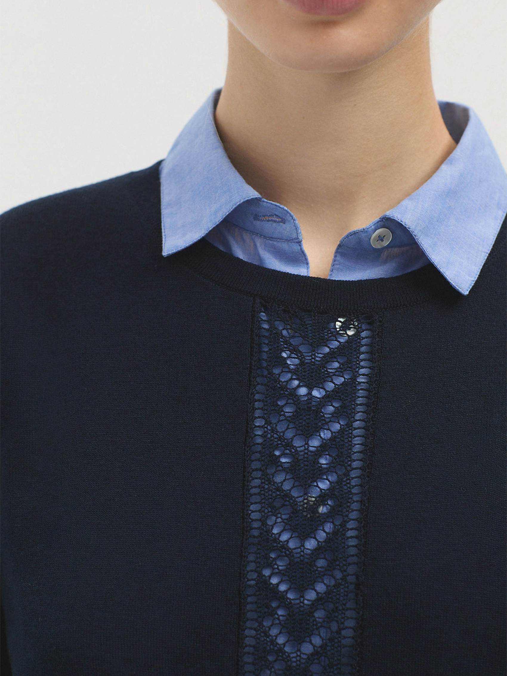 Openwork merino wool jumper