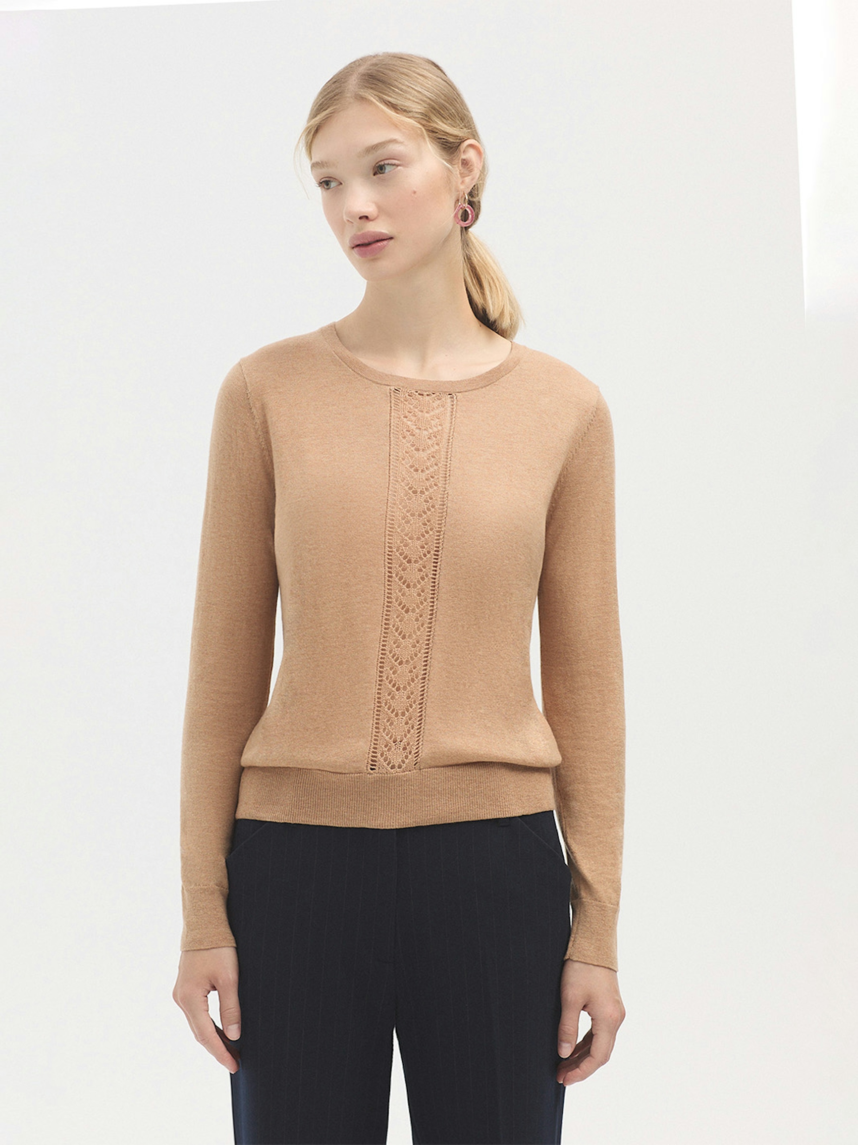 Openwork merino wool jumper