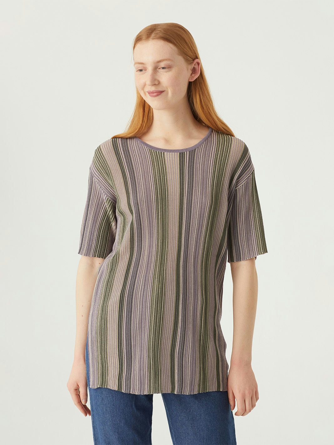 Tricolour ribbed jumper