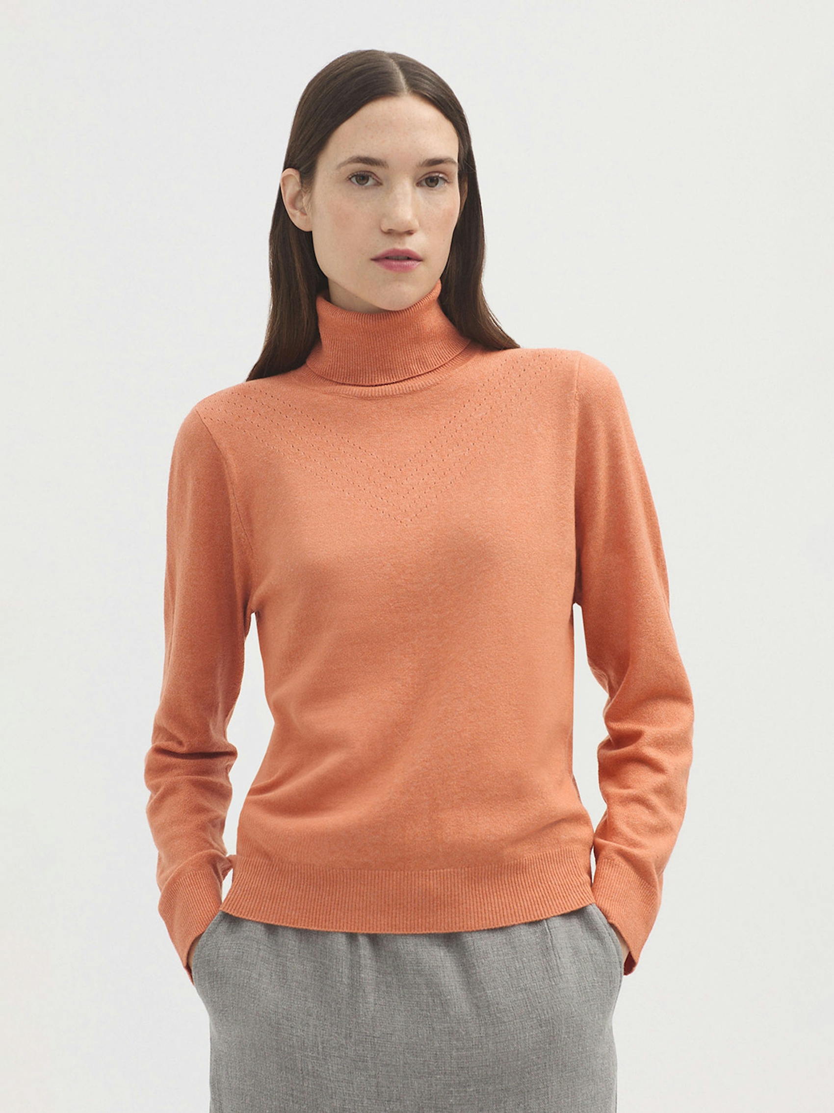 Openwork roll neck jumper