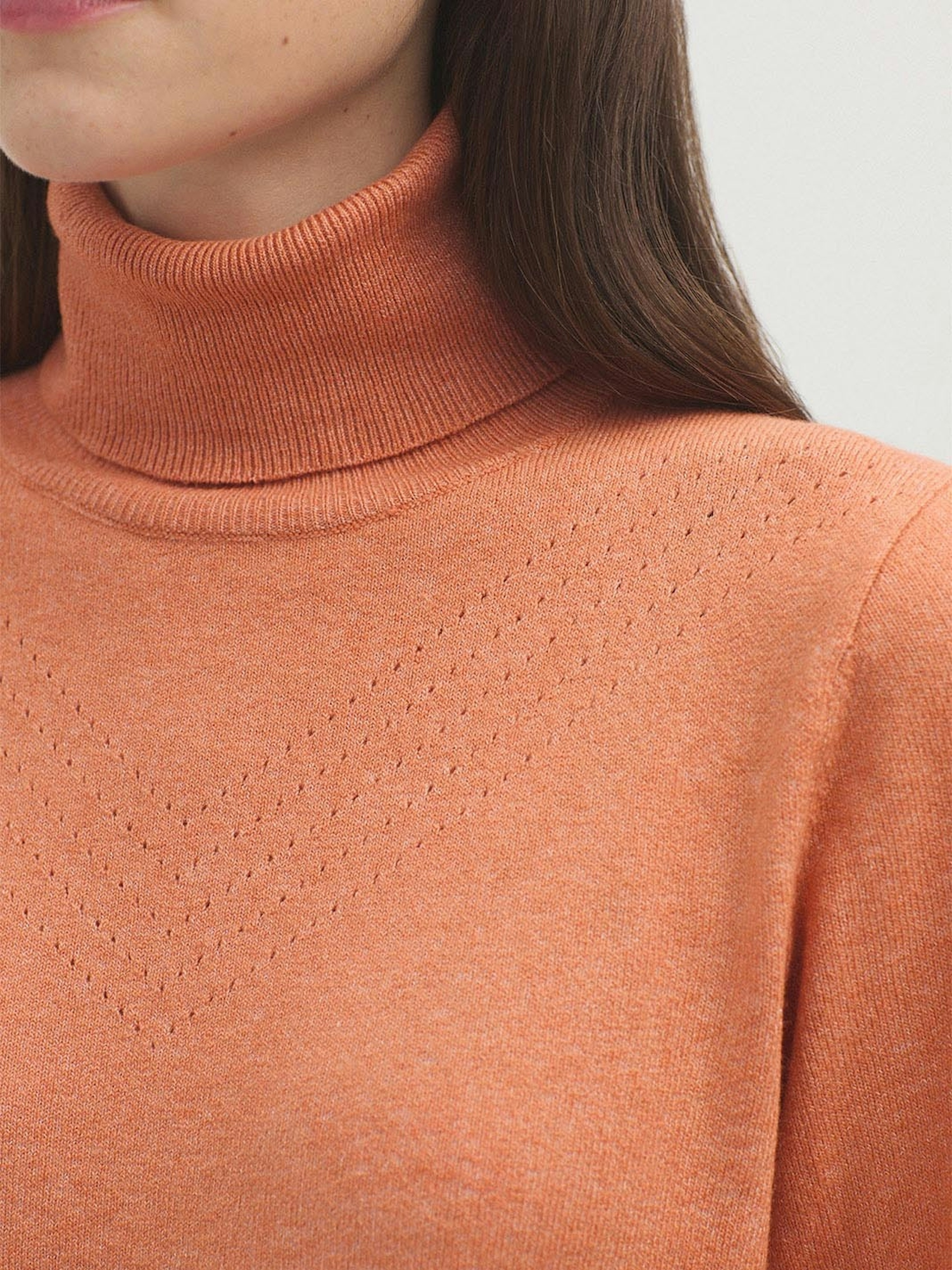 Openwork roll neck jumper