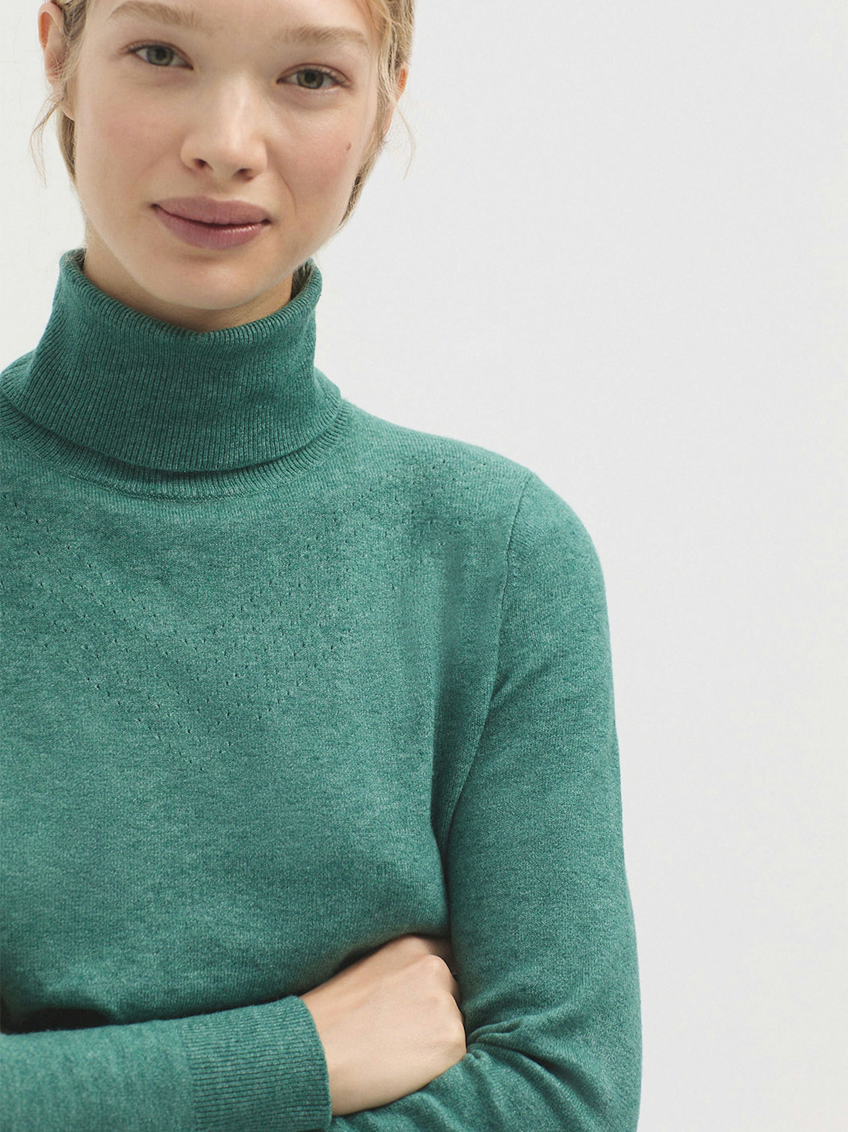 Openwork roll neck jumper