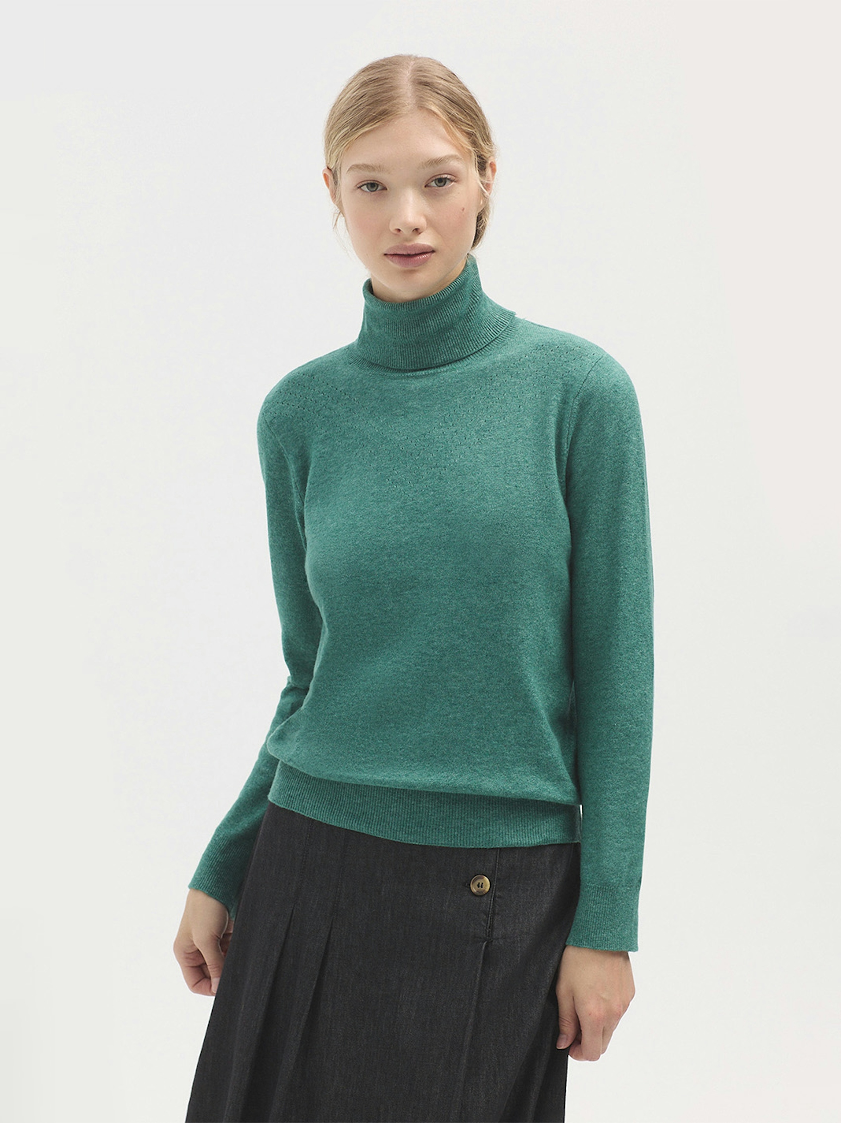 Openwork roll neck jumper