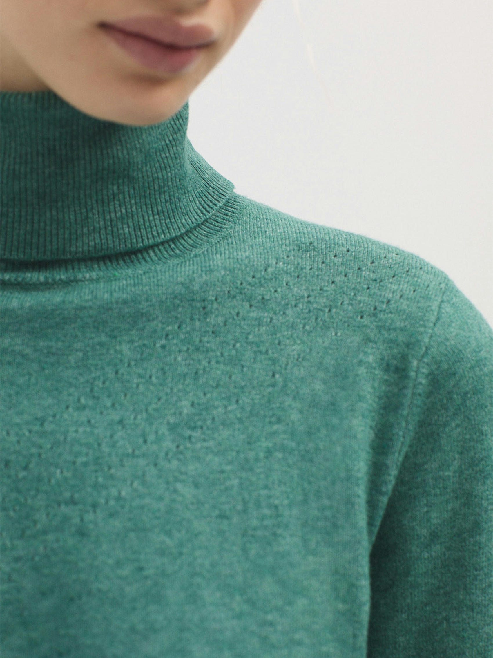 Openwork roll neck jumper