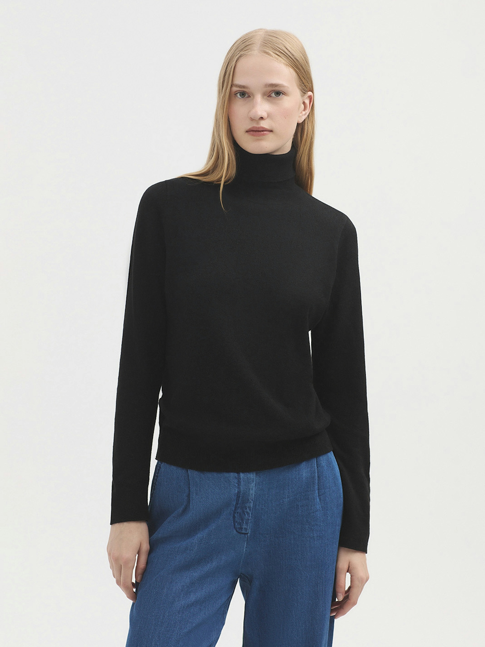 Openwork roll neck jumper