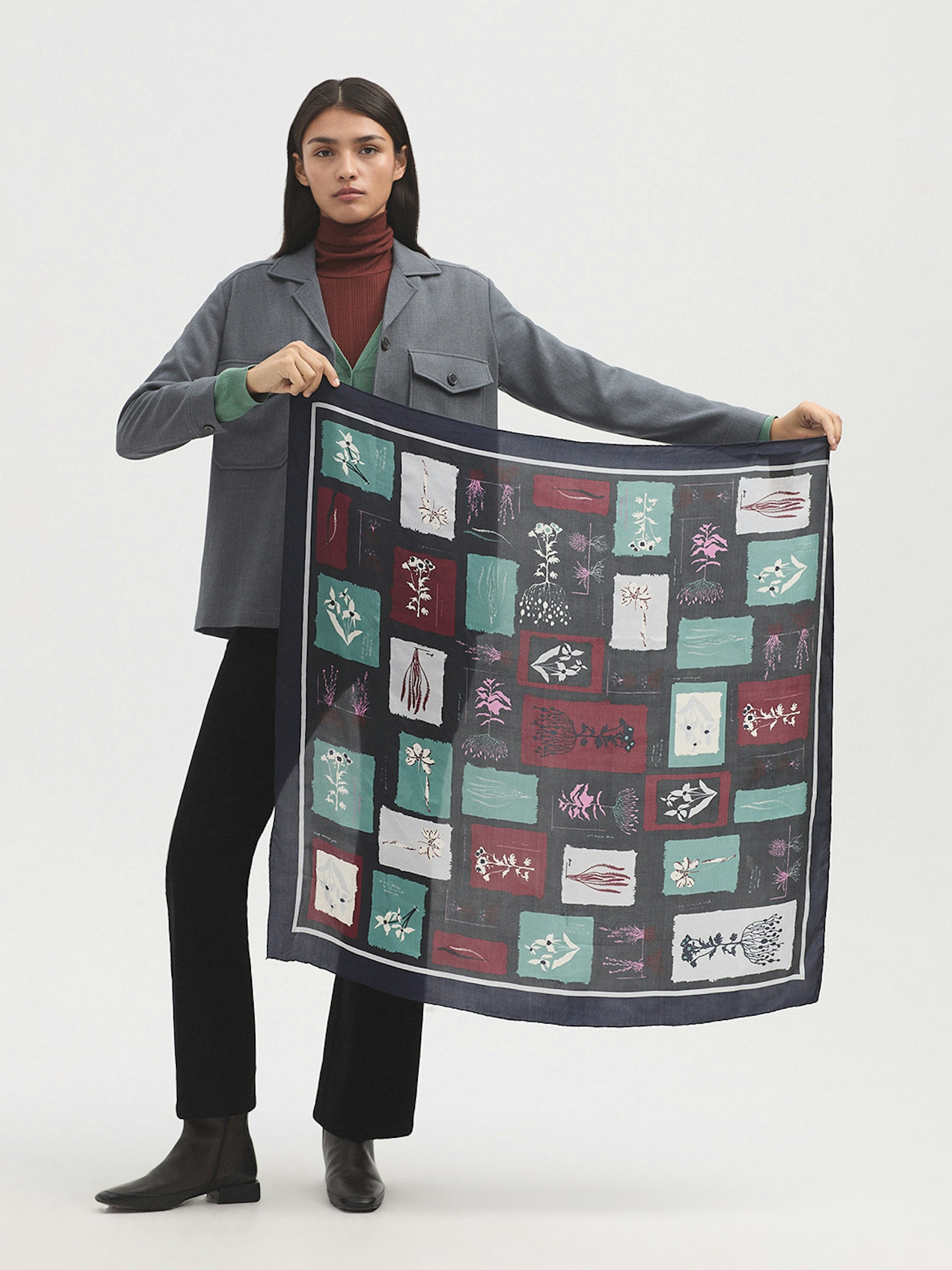 Herbarium silk scarf