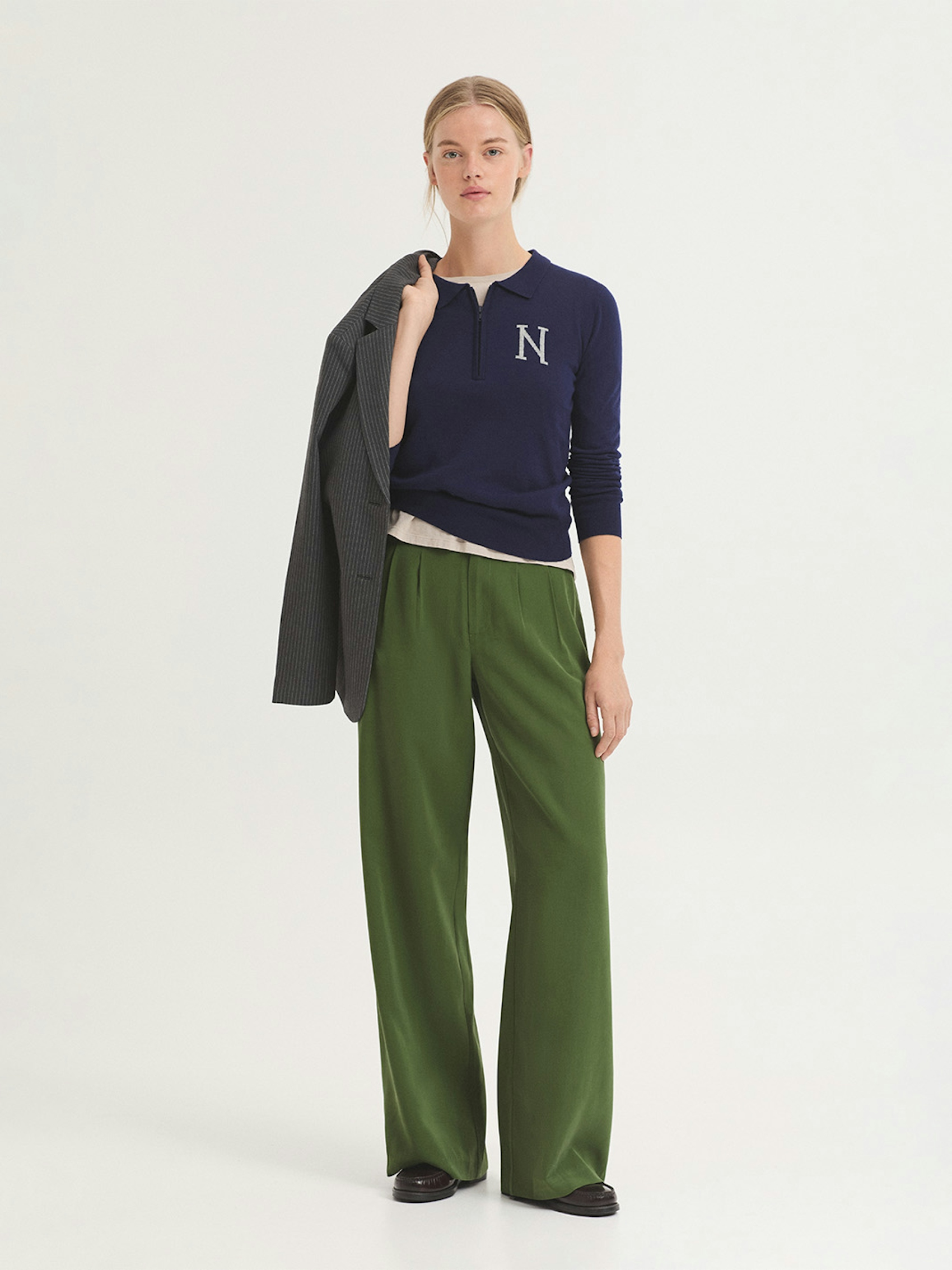 Wide leg Ecovero viscose trousers