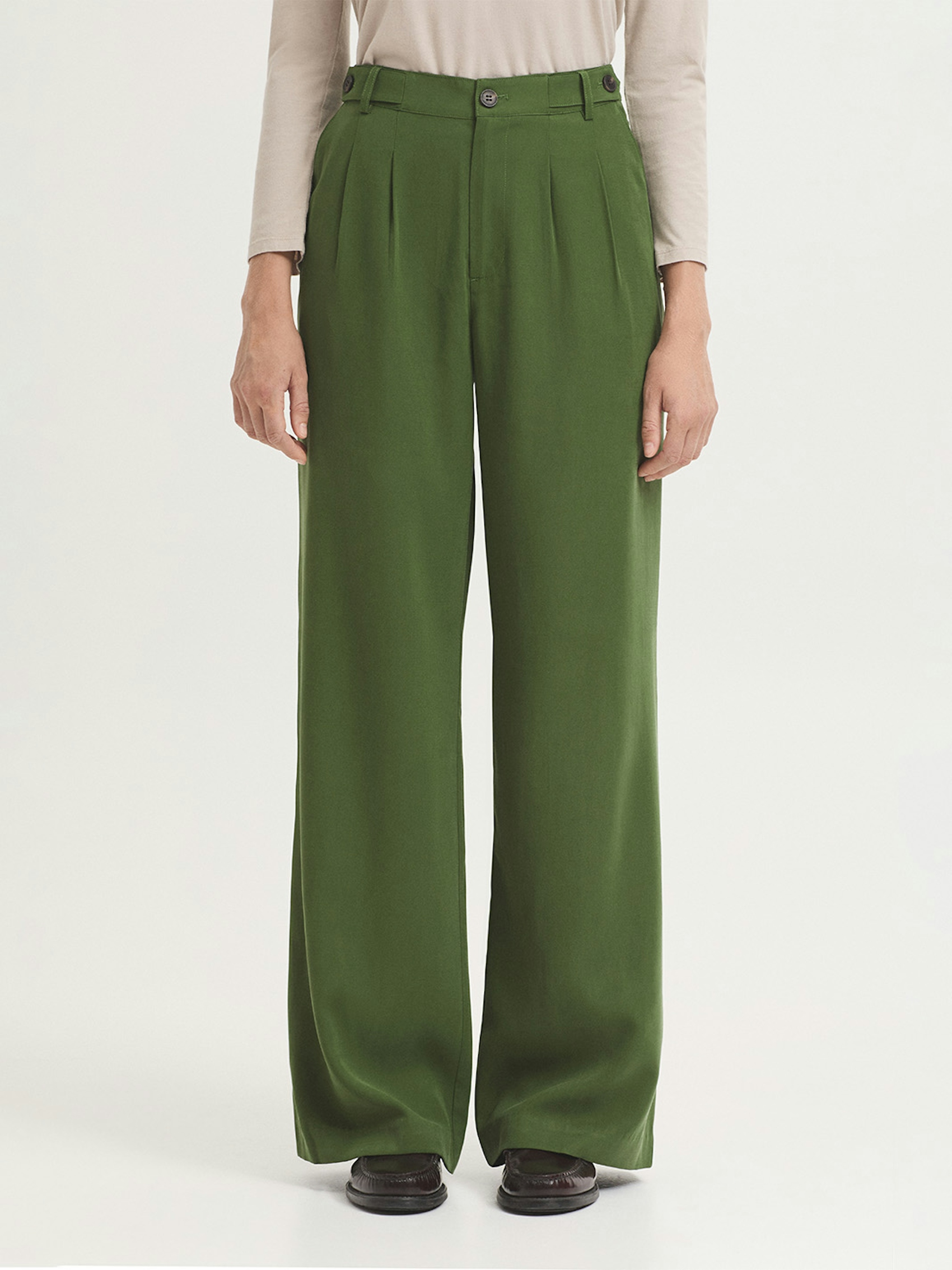 Wide leg Ecovero viscose trousers