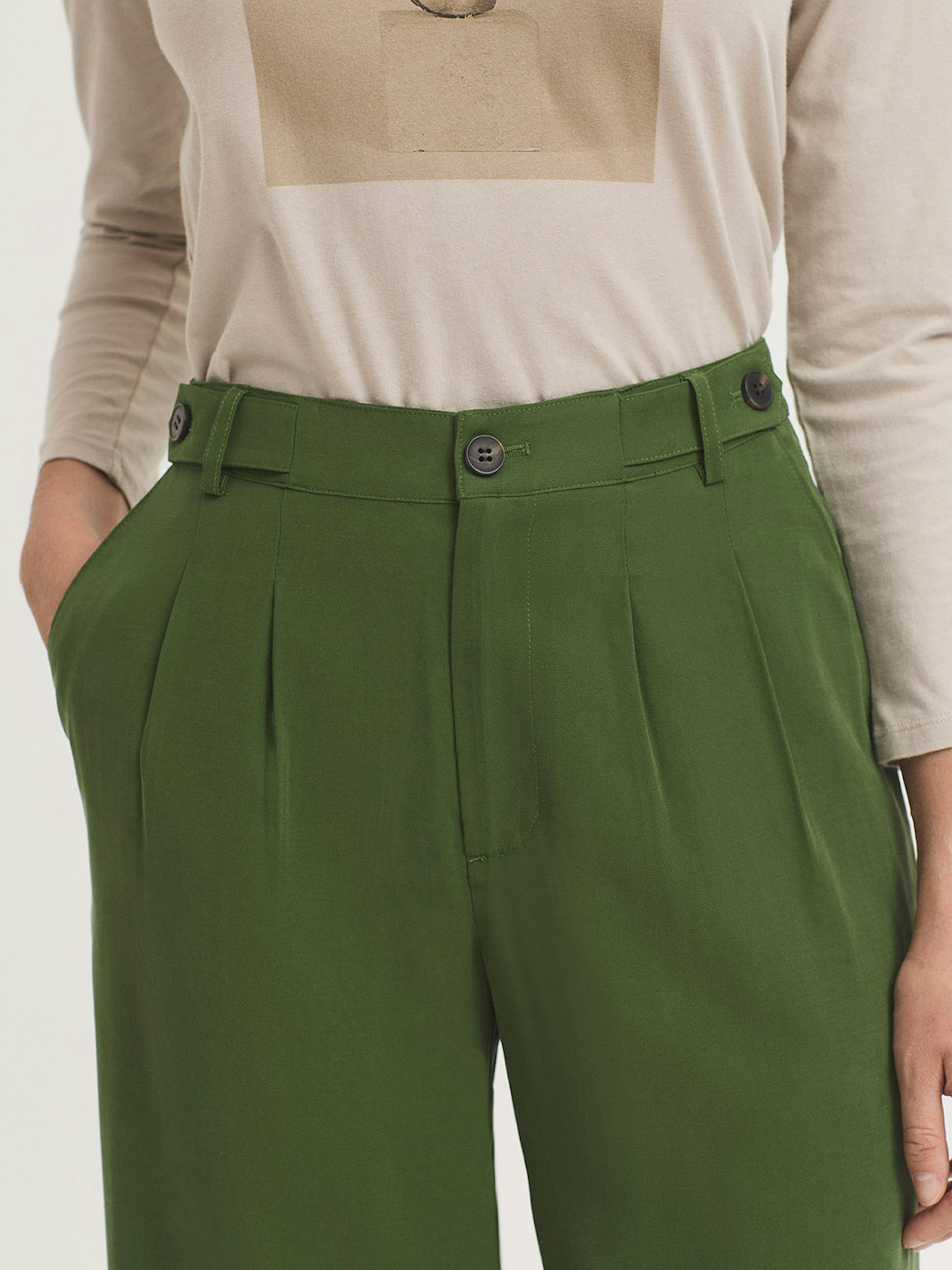 Wide leg Ecovero viscose trousers