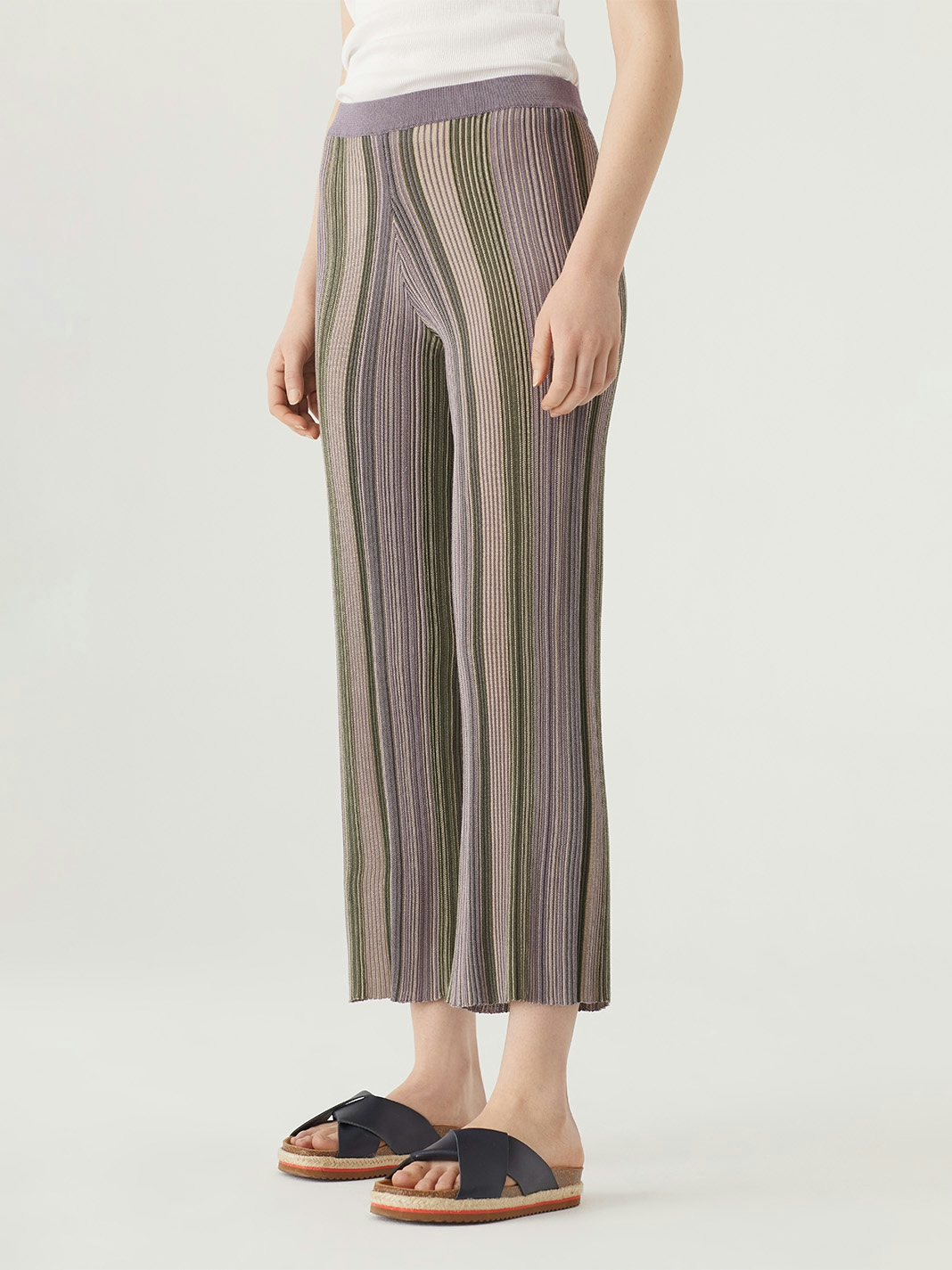 Tricolour ribbed trousers