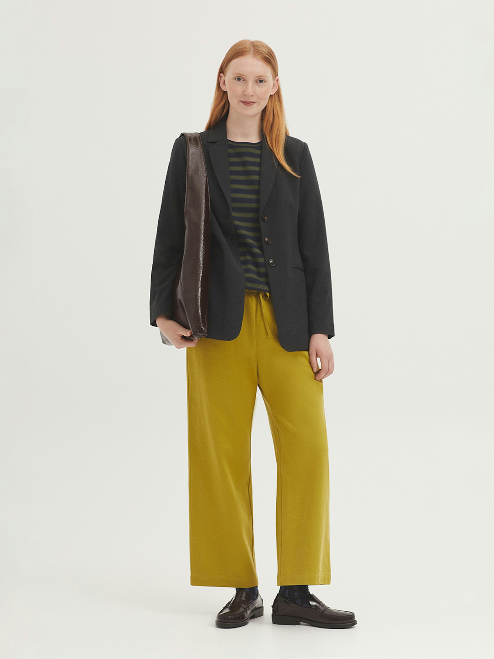 Pantalon élastique en mélange de Tencel et de coton