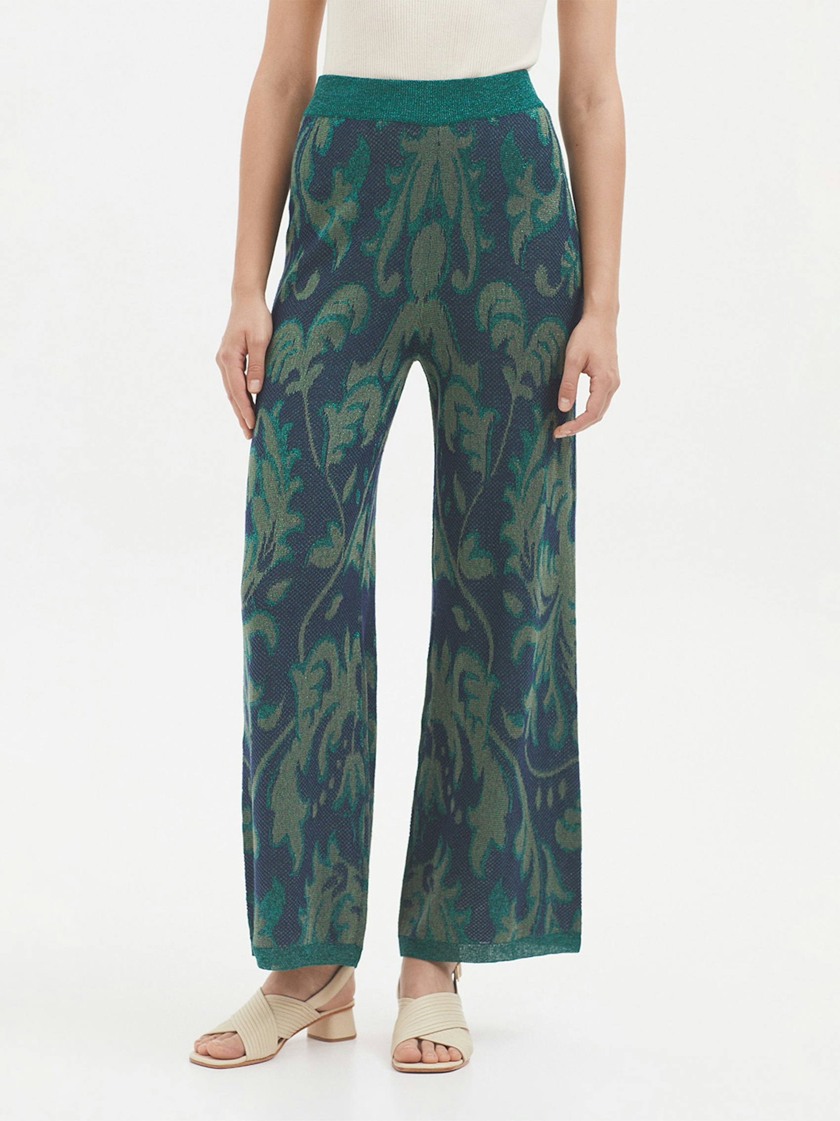 Pantalón jacquard lúrex
