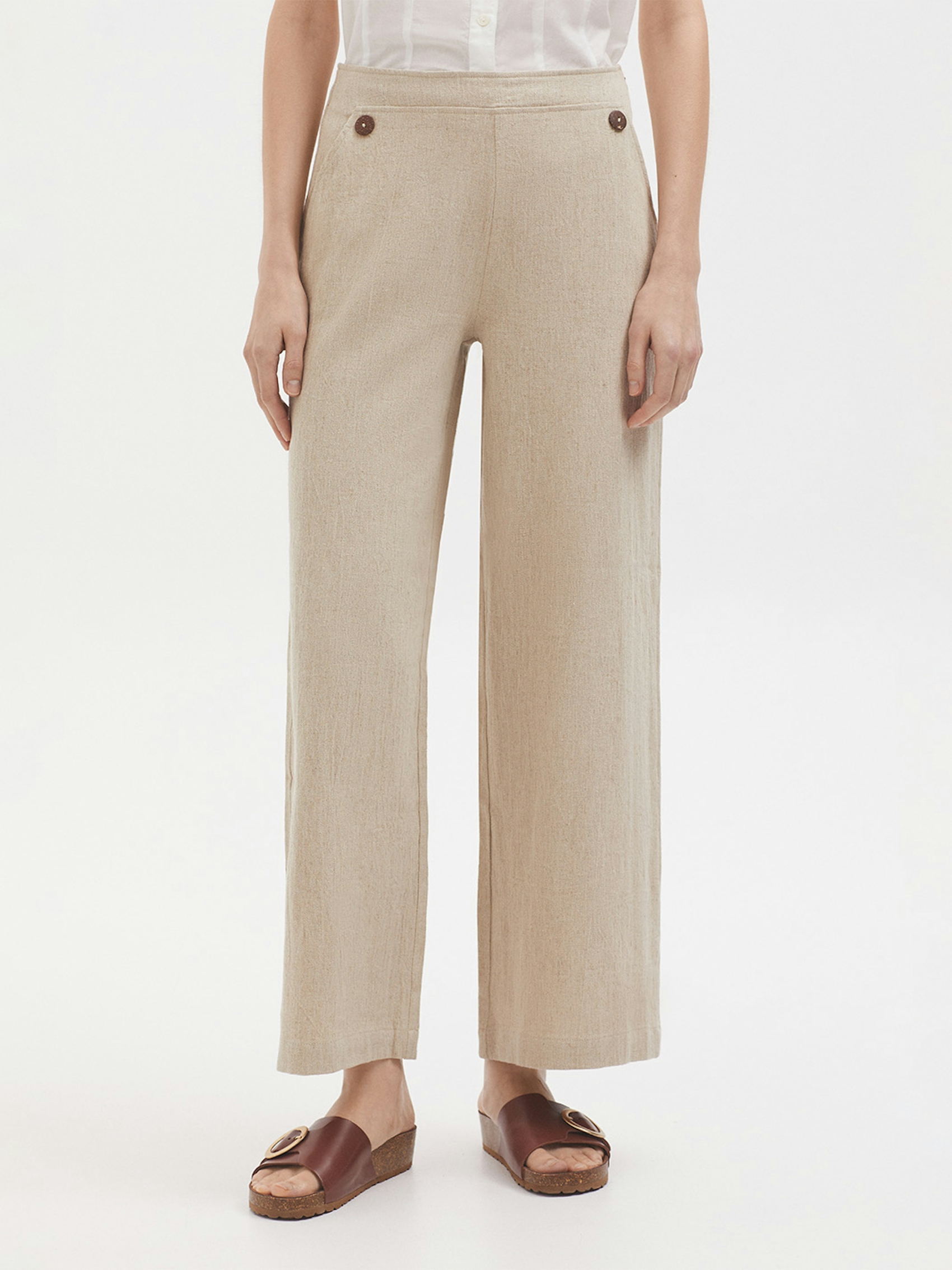 Natural linen trousers 1