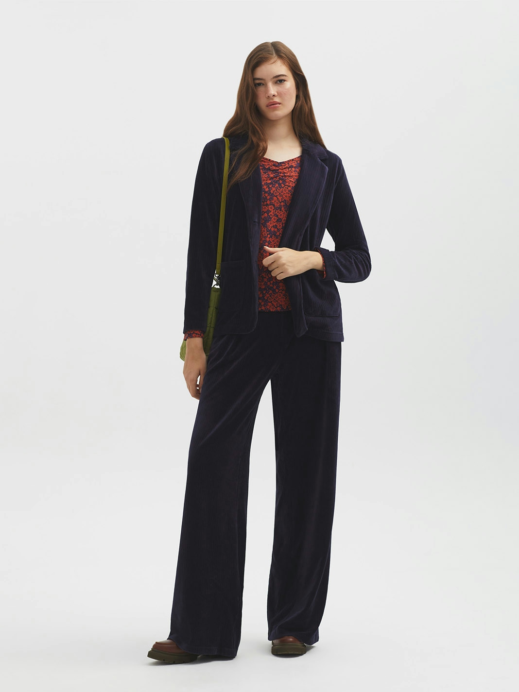 Darted corduroy trousers
