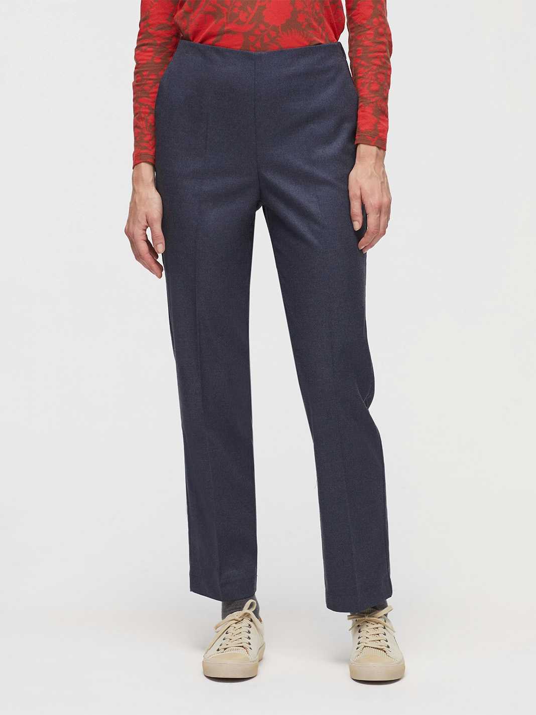 Recycled polyester blend straight leg trousers