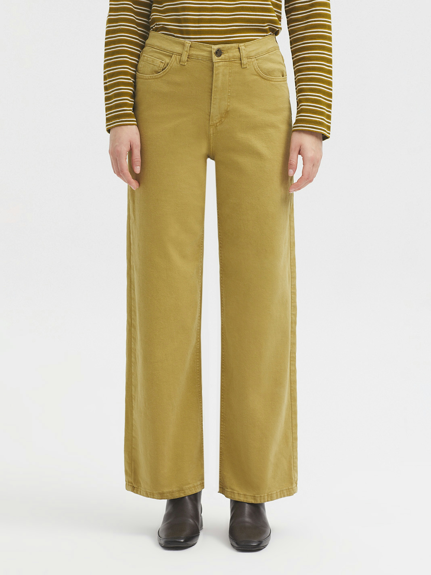 Wide leg twill trousers