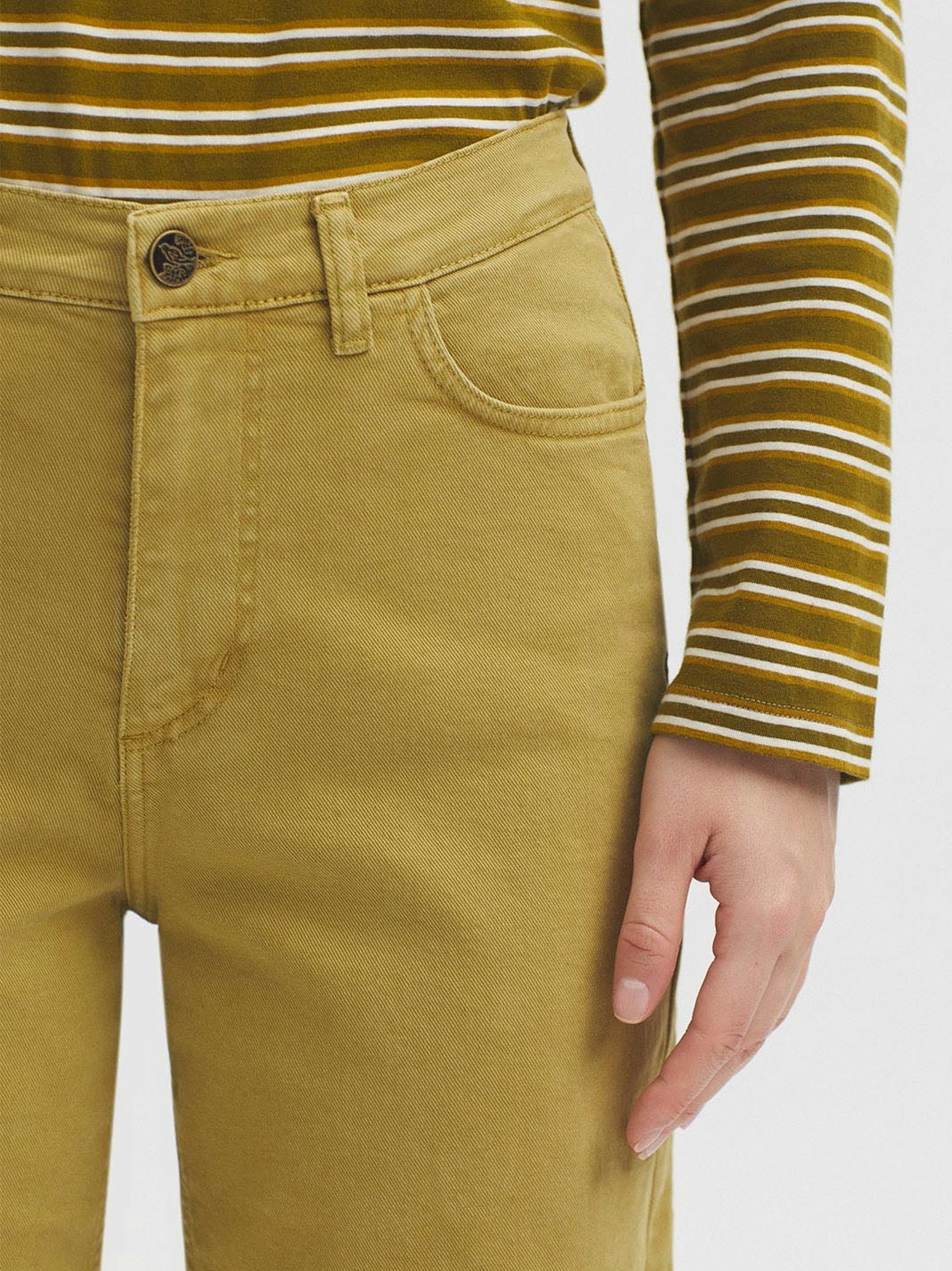 Wide leg twill trousers