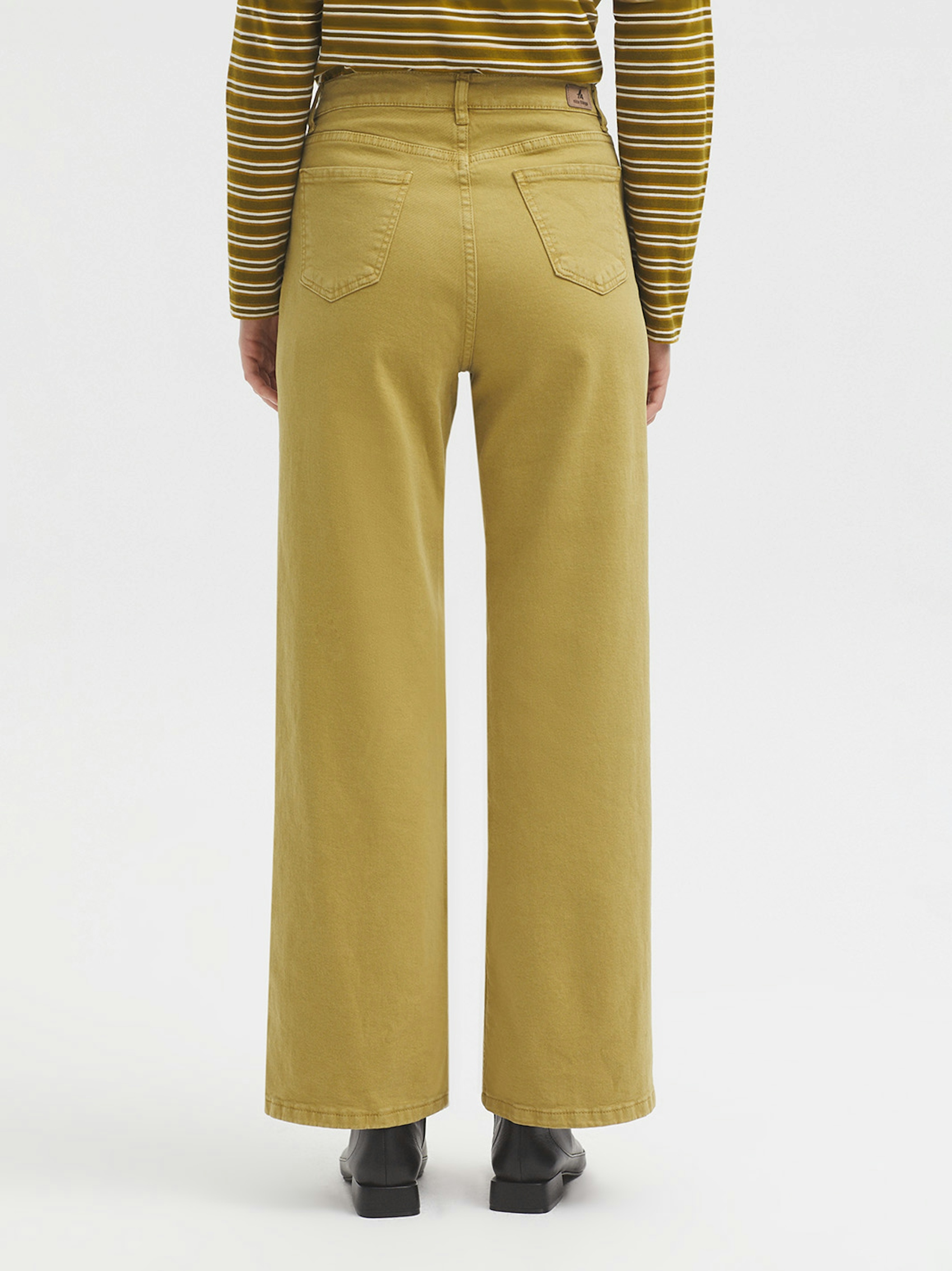 Wide leg twill trousers